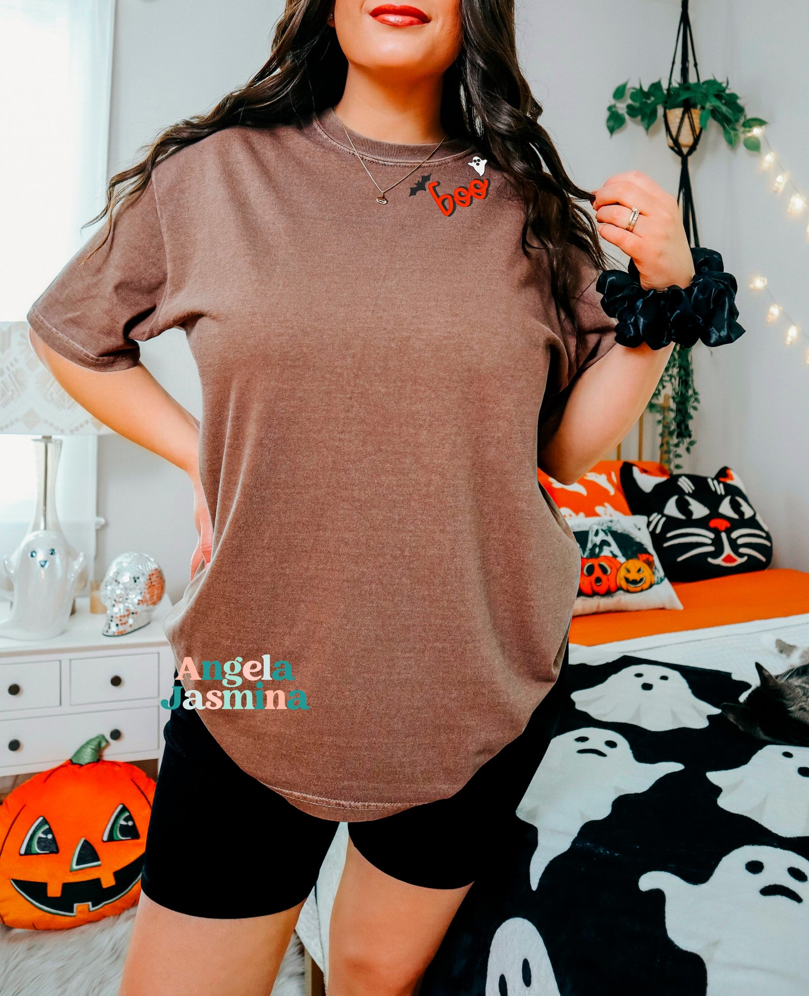 Boo Collar Embroidered Comfort Colors Shirt EMHA2808