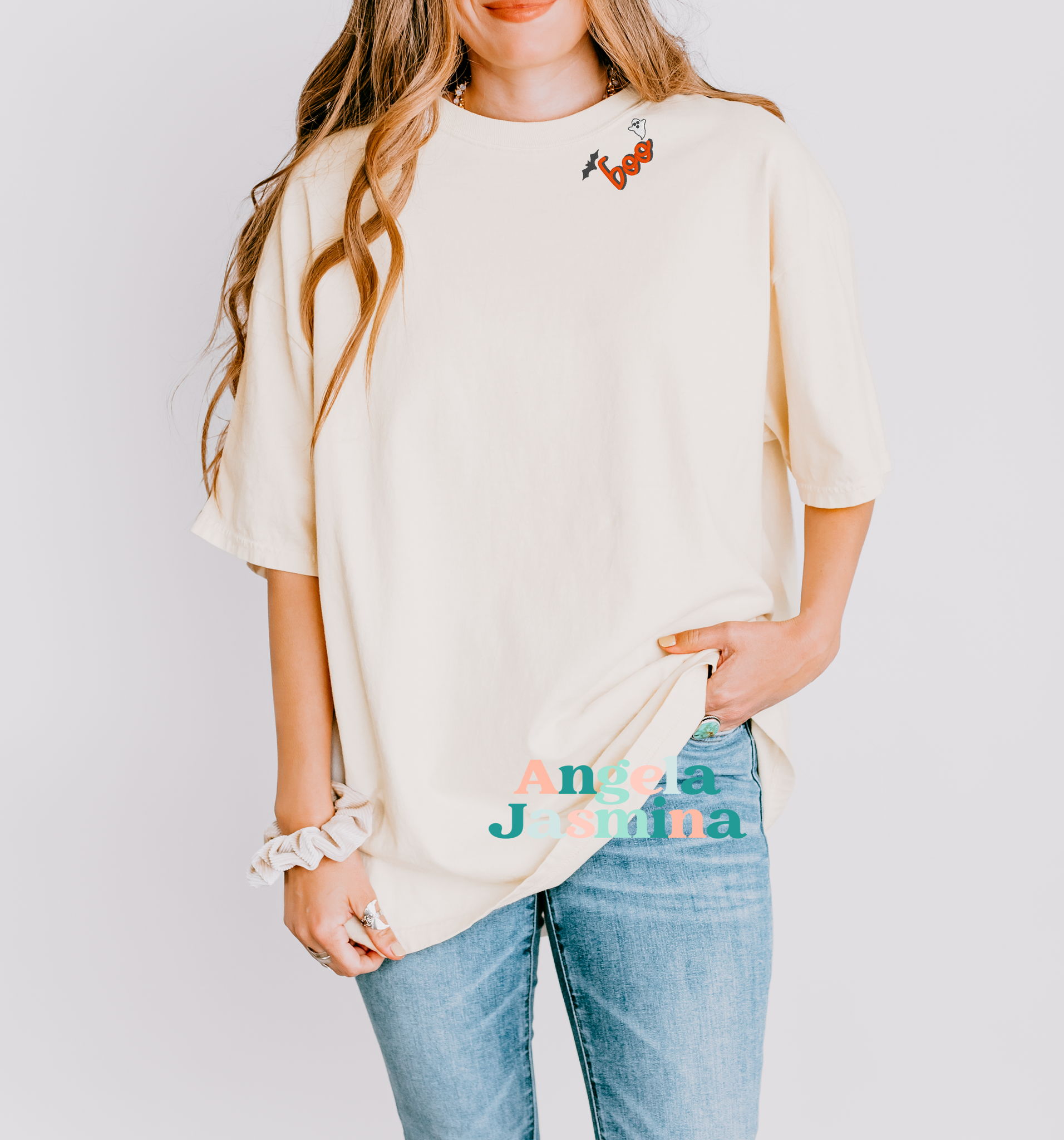 Boo Collar Embroidered Comfort Colors Shirt EMHA2808