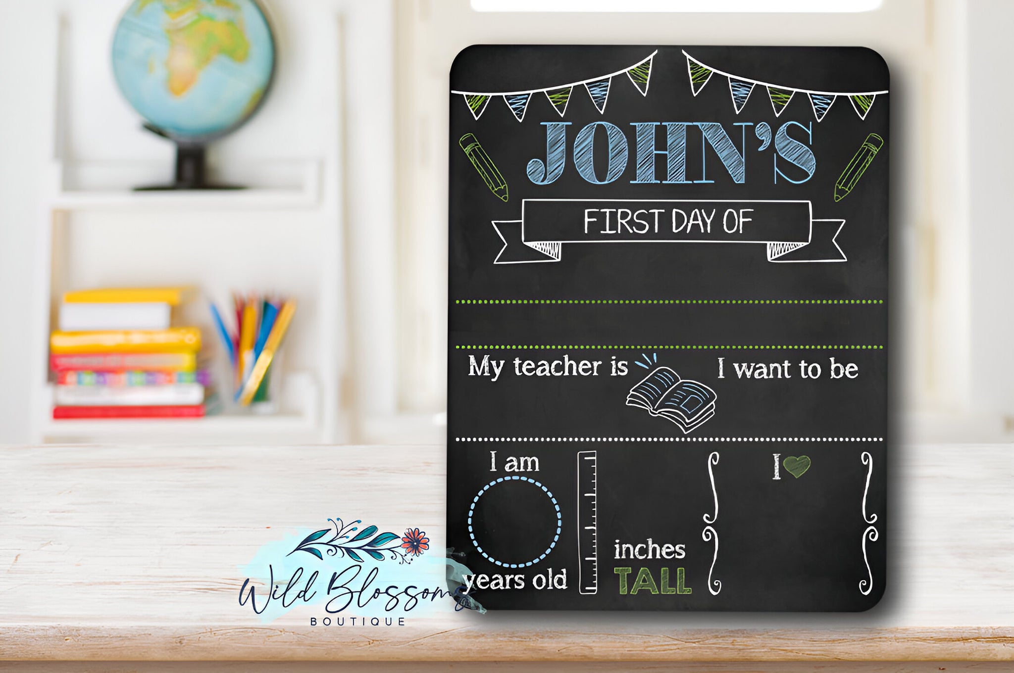 Boy Chalkboard Back To School Sign scsign1