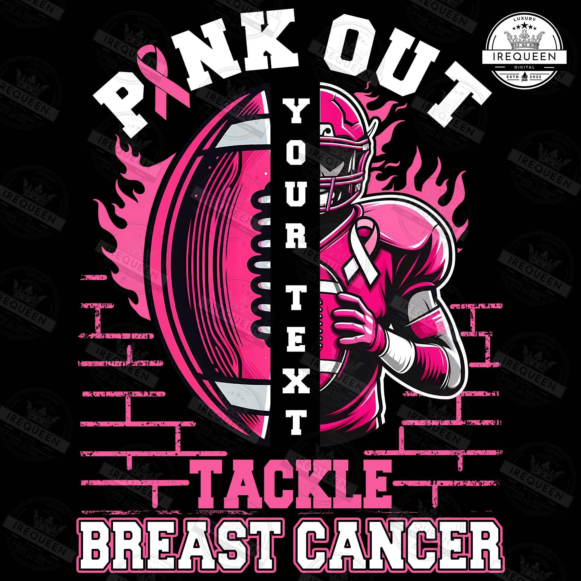 Breast Cancer Football Pink Out Png, Sport Breast Cancer Png, Pink Ribbon Png, American Football, Sport Pink Out Shirt Design, Digital File SCU