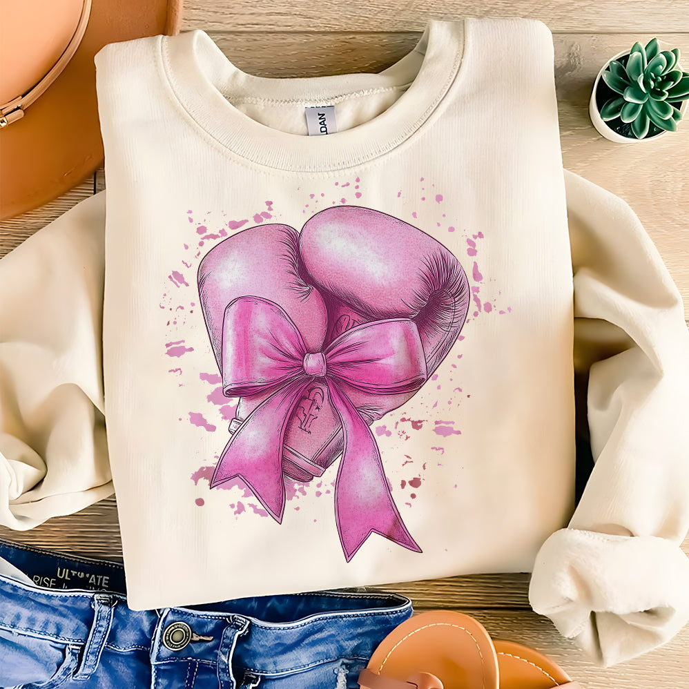 Breast Cancer With Boxing Gloves T-shirt, breast cancer awareness T-shirt