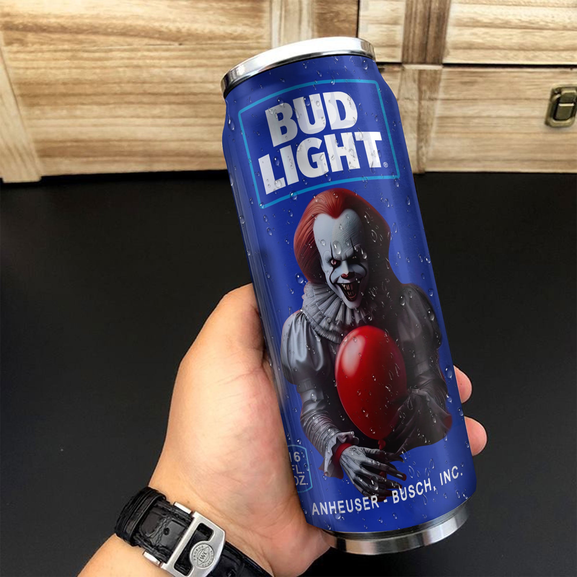 Bud Light Drink Pennywise Halloween Insulated Tumbler Stainless Steel Water - 16Oz 180618_parent tumb1