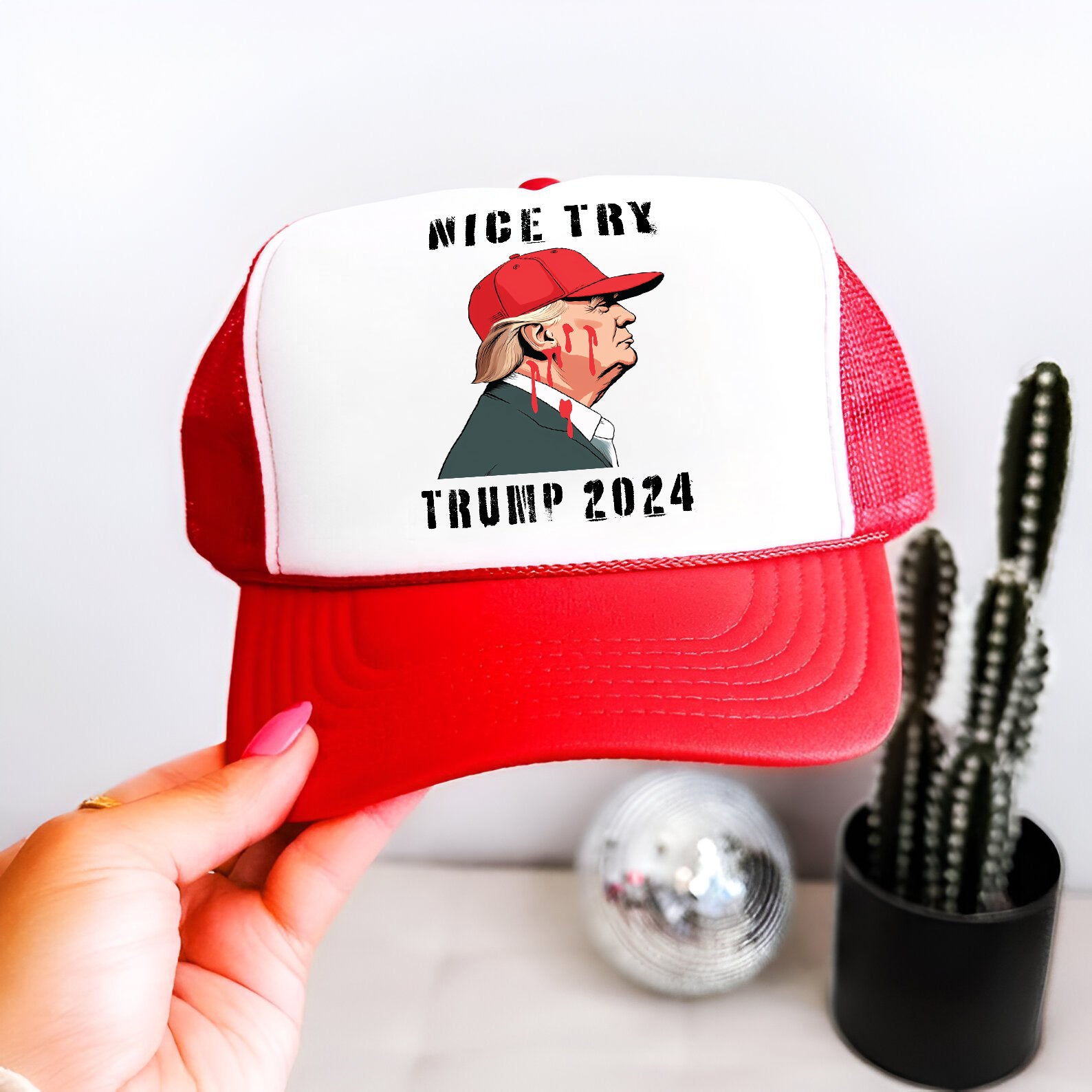 Nice Try Trump 2024 Embroidered Hat Trucker Hat #27 Tu4