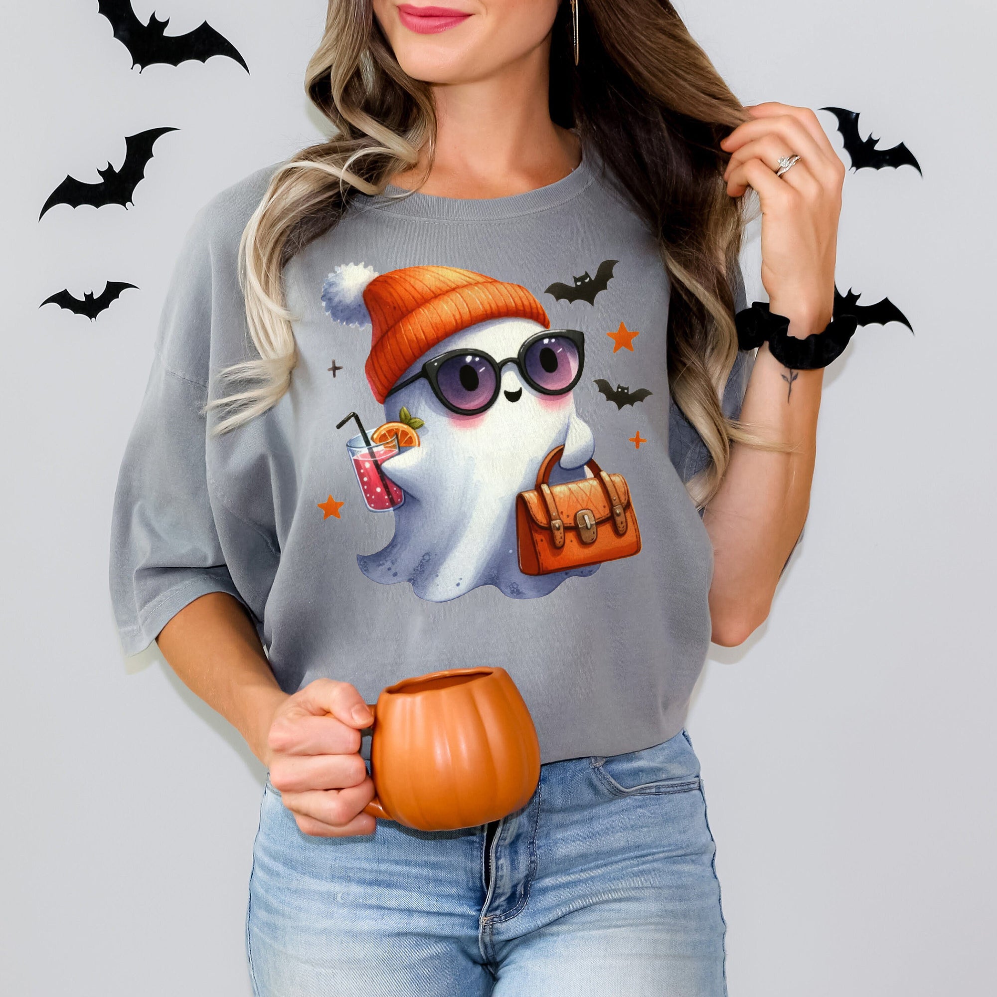 Halloween Ghost Shirt, Cute Ghost Shirt, Womens Halloween Shirt, Cute Fall Shirt, Spooky Season Shirt HW2507 16