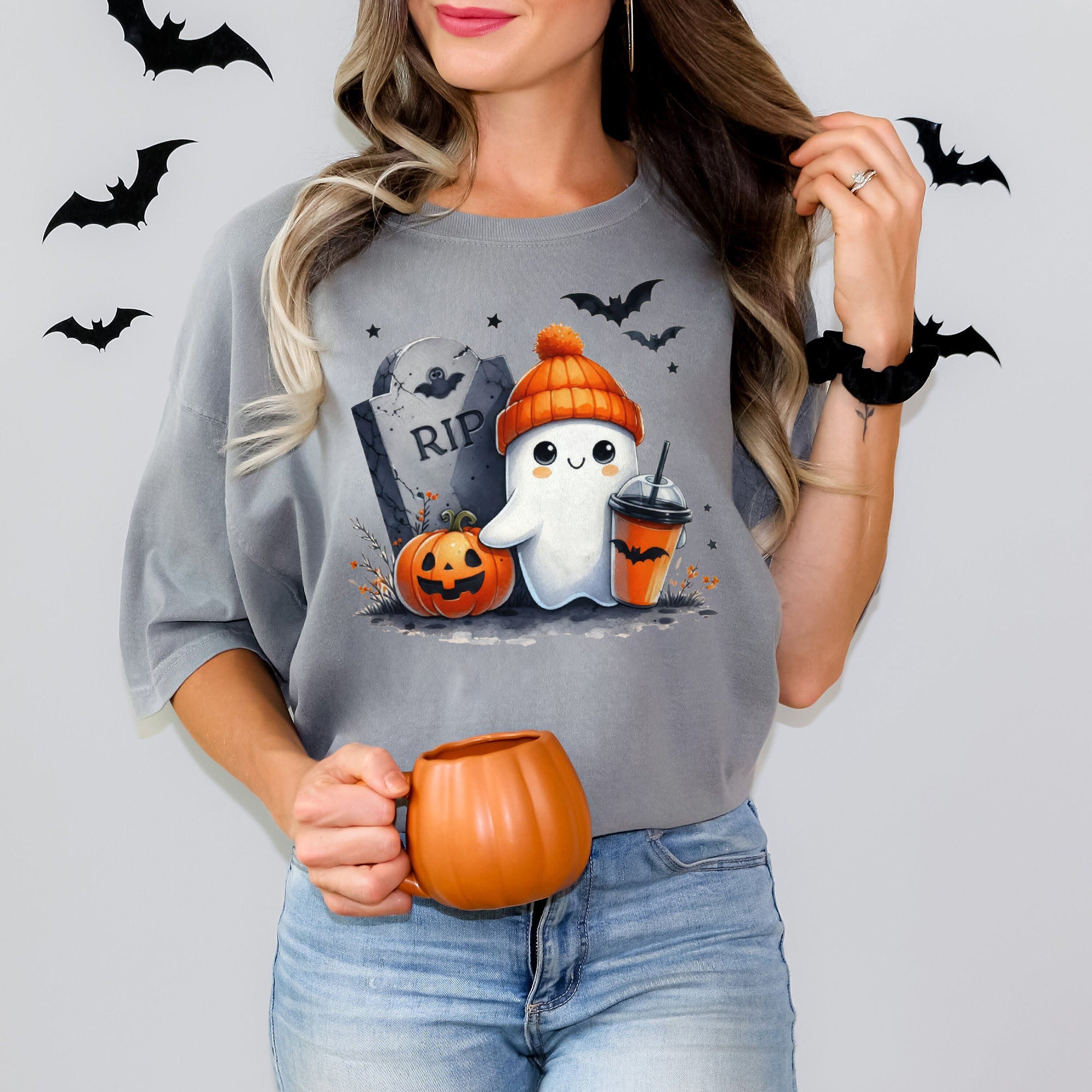 Halloween Ghost Shirt, Cute Ghost Shirt, Womens Halloween Shirt, Cute Fall Shirt, Spooky Season Shirt HW2507 11