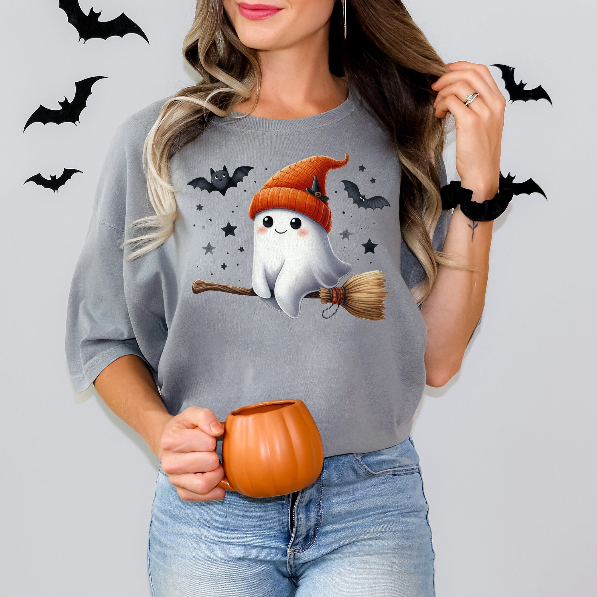 Halloween Ghost Shirt, Cute Ghost Shirt, Womens Halloween Shirt, Cute Fall Shirt, Spooky Season Shirt HW2507 07