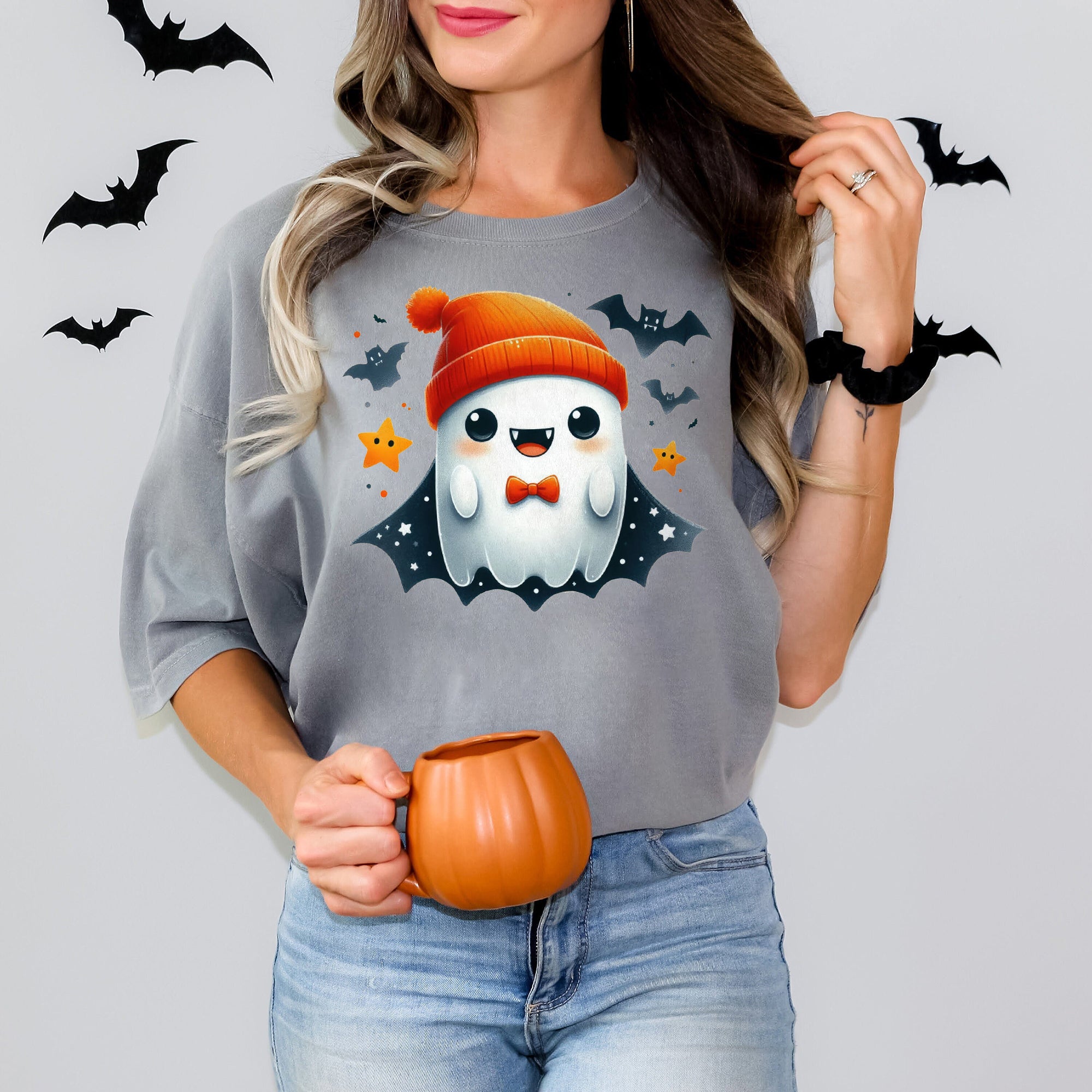 Halloween Ghost Shirt, Cute Ghost Shirt, Womens Halloween Shirt, Cute Fall Shirt, Spooky Season Shirt HW2507 08
