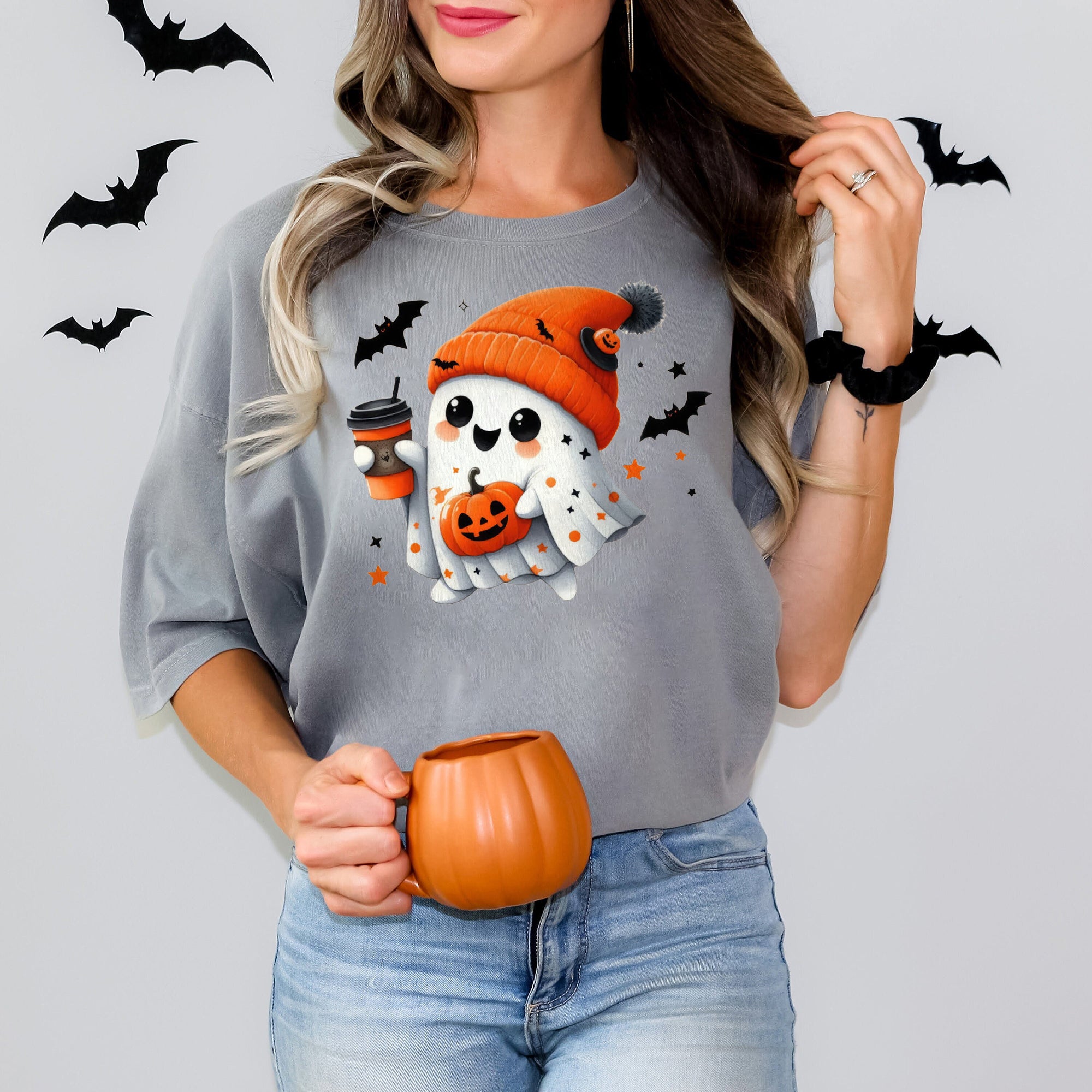 Halloween Ghost Shirt, Cute Ghost Shirt, Womens Halloween Shirt, Cute Fall Shirt, Spooky Season Shirt HW2507 09