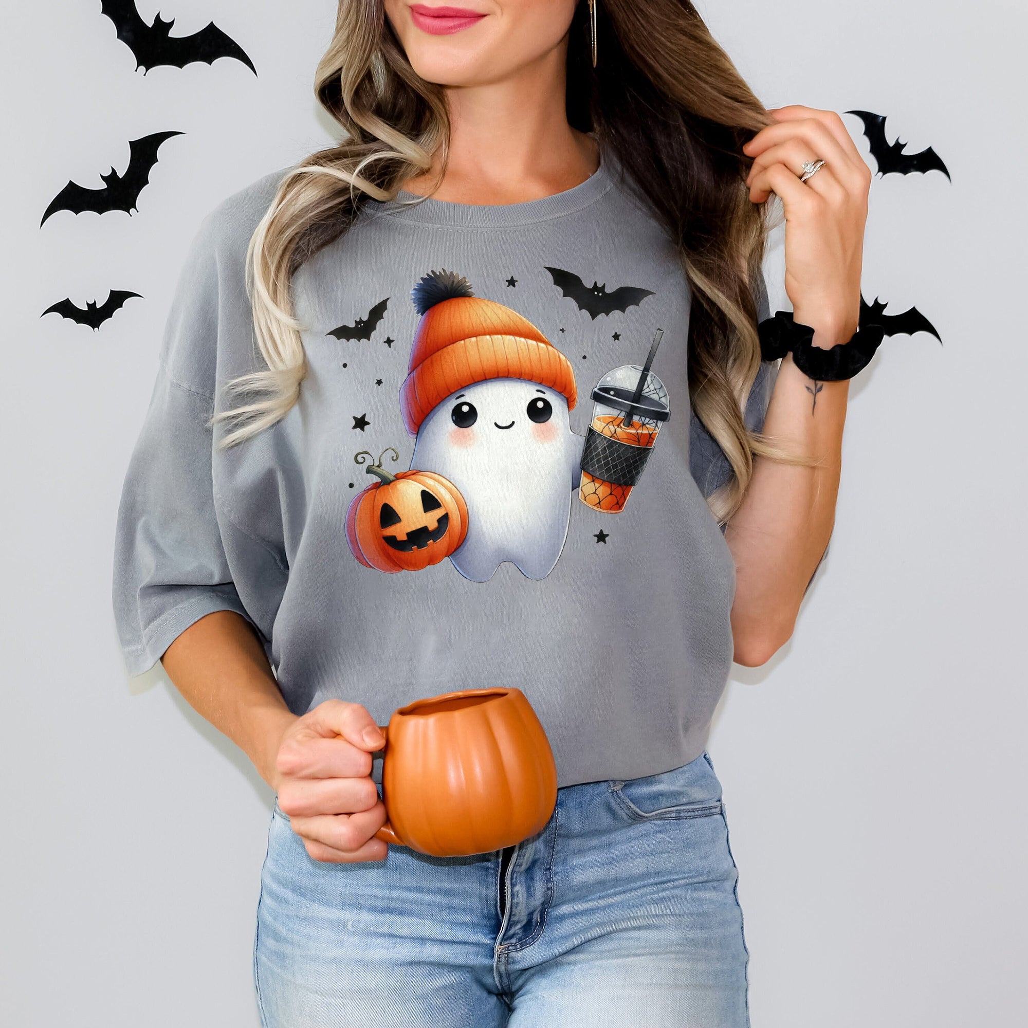 Halloween Ghost Shirt, Cute Ghost Shirt, Womens Halloween Shirt, Cute Fall Shirt, Spooky Season Shirt HW2507 10