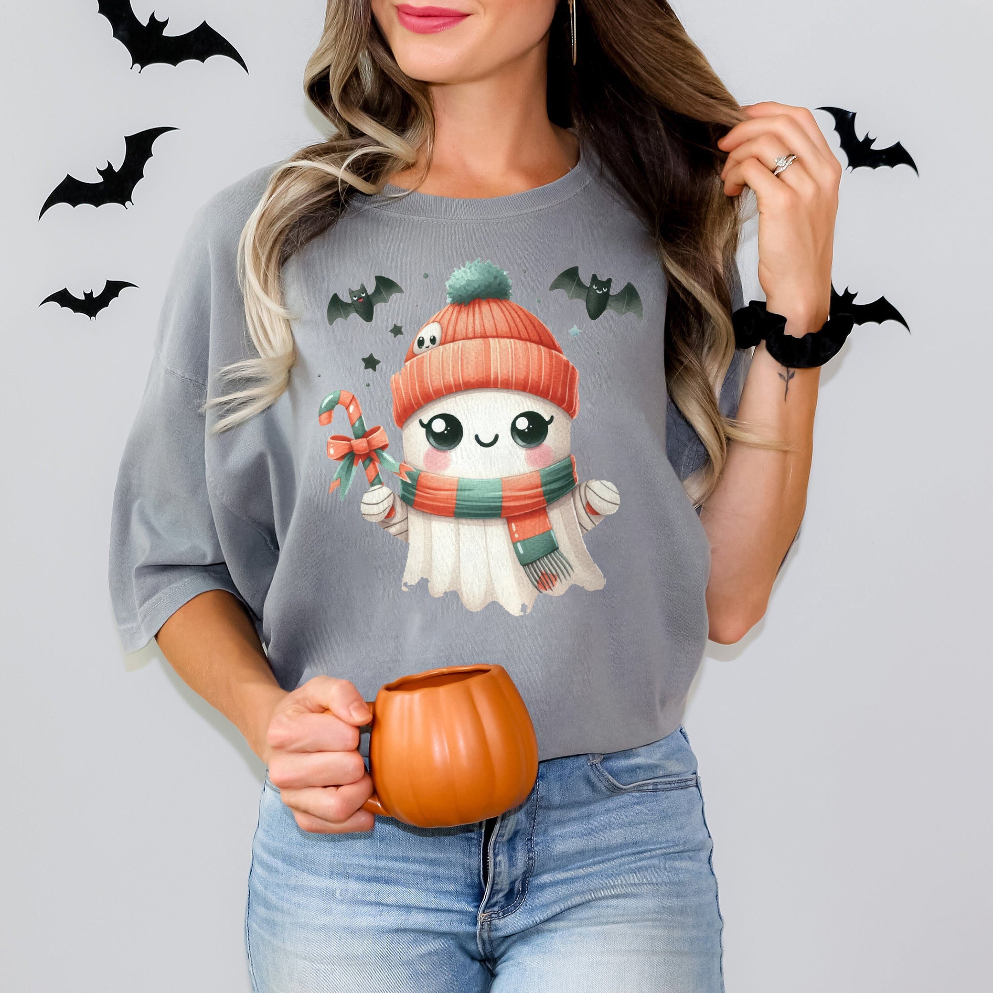 Halloween Ghost Shirt, Cute Ghost Shirt, Womens Halloween Shirt, Cute Fall Shirt, Spooky Season Shirt HW2507 04