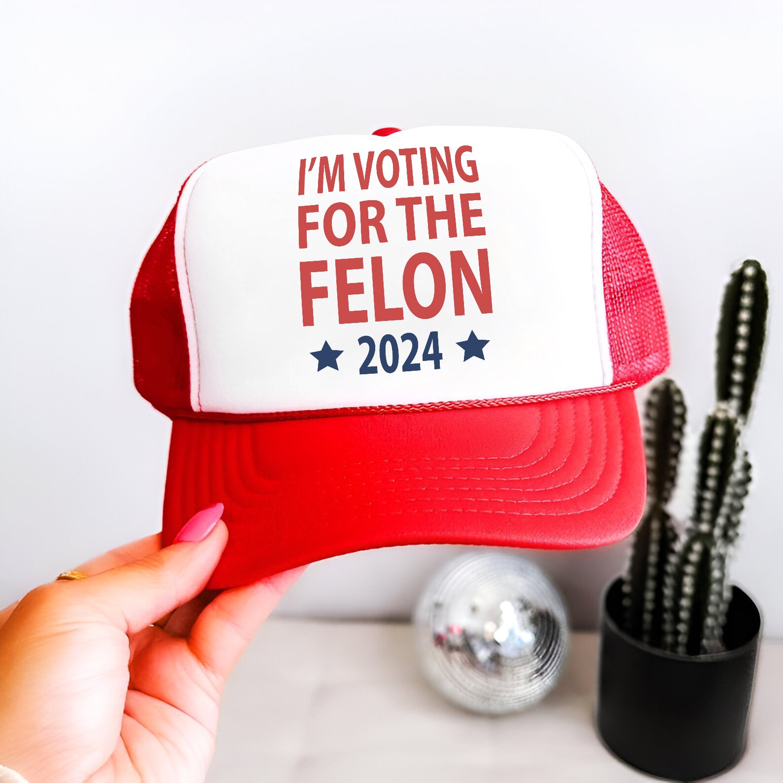 Voting For The Felon 24 Embroidered Hat Trucker Hat #40 Tu4