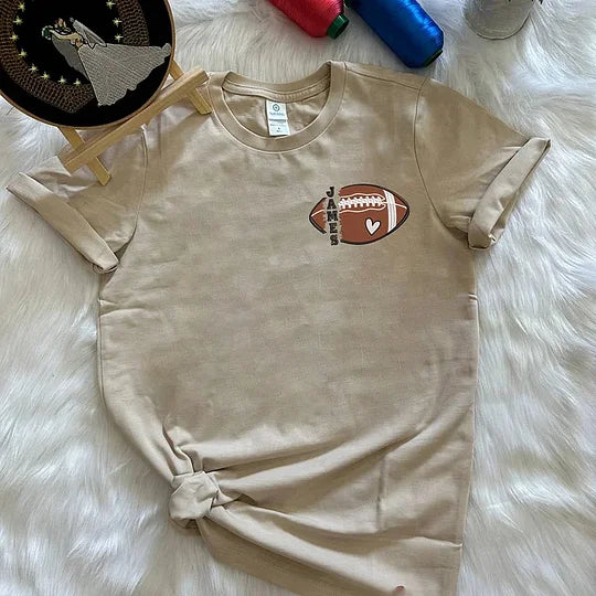 Personalized Football Embroidered Sweatshirt- Custom Football Name And Number On Sleeve Embroidered Sweatshirt EMHA1009S