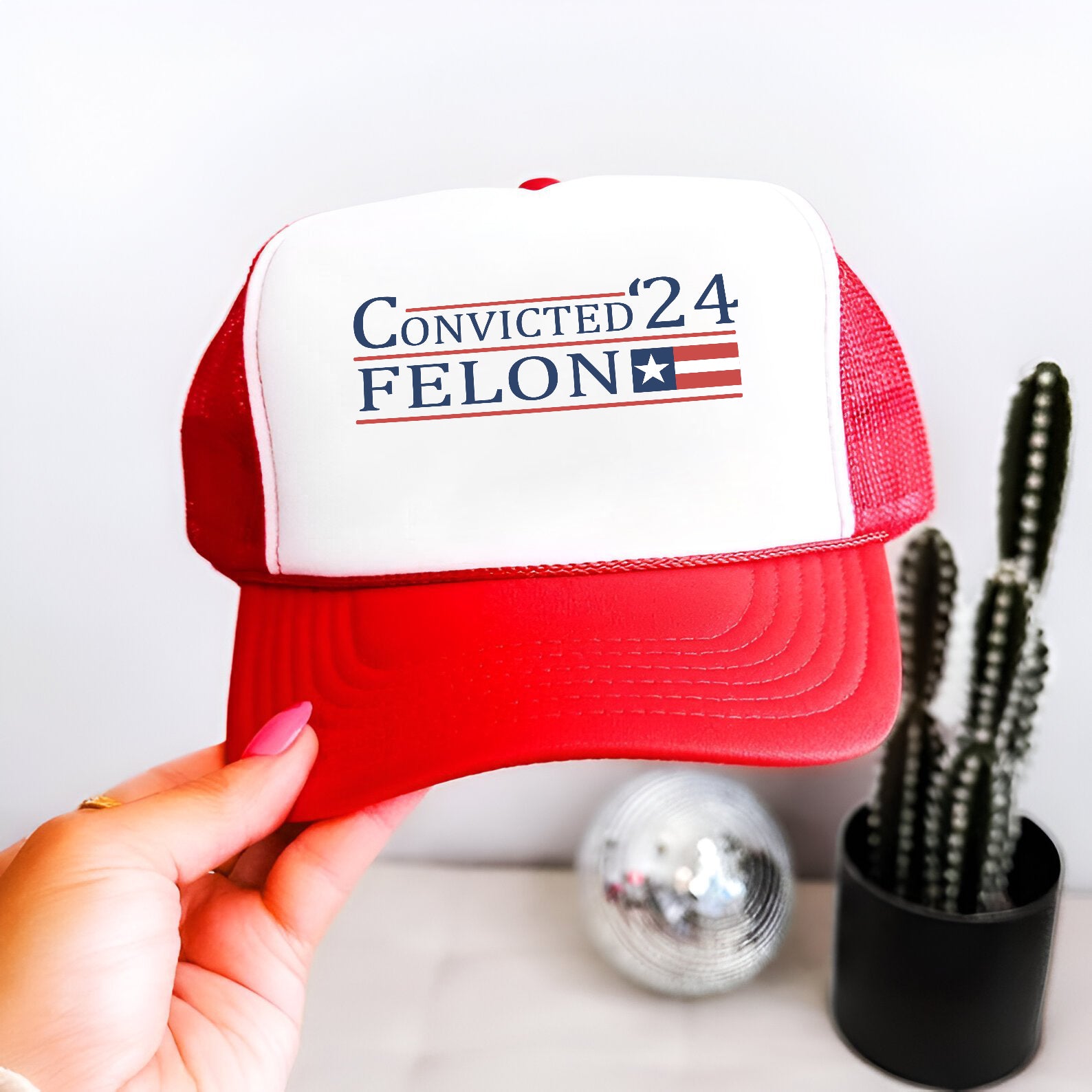 Convicted 24 Felon Embroidered Hat Trucker Hat #1 Tu4