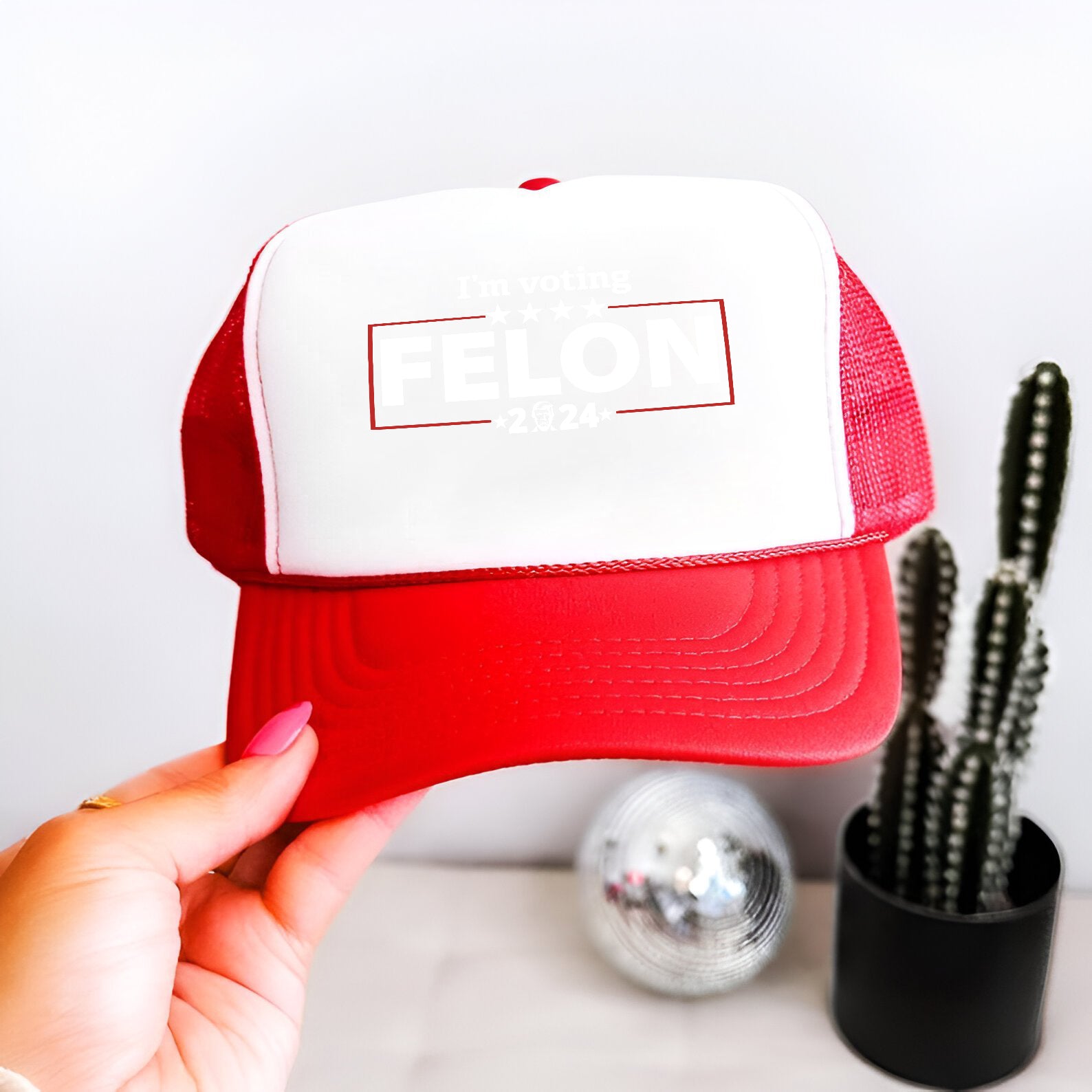 Voting For The Felon Trump 24 Embroidered Hat Trucker Hat #36 Tu4