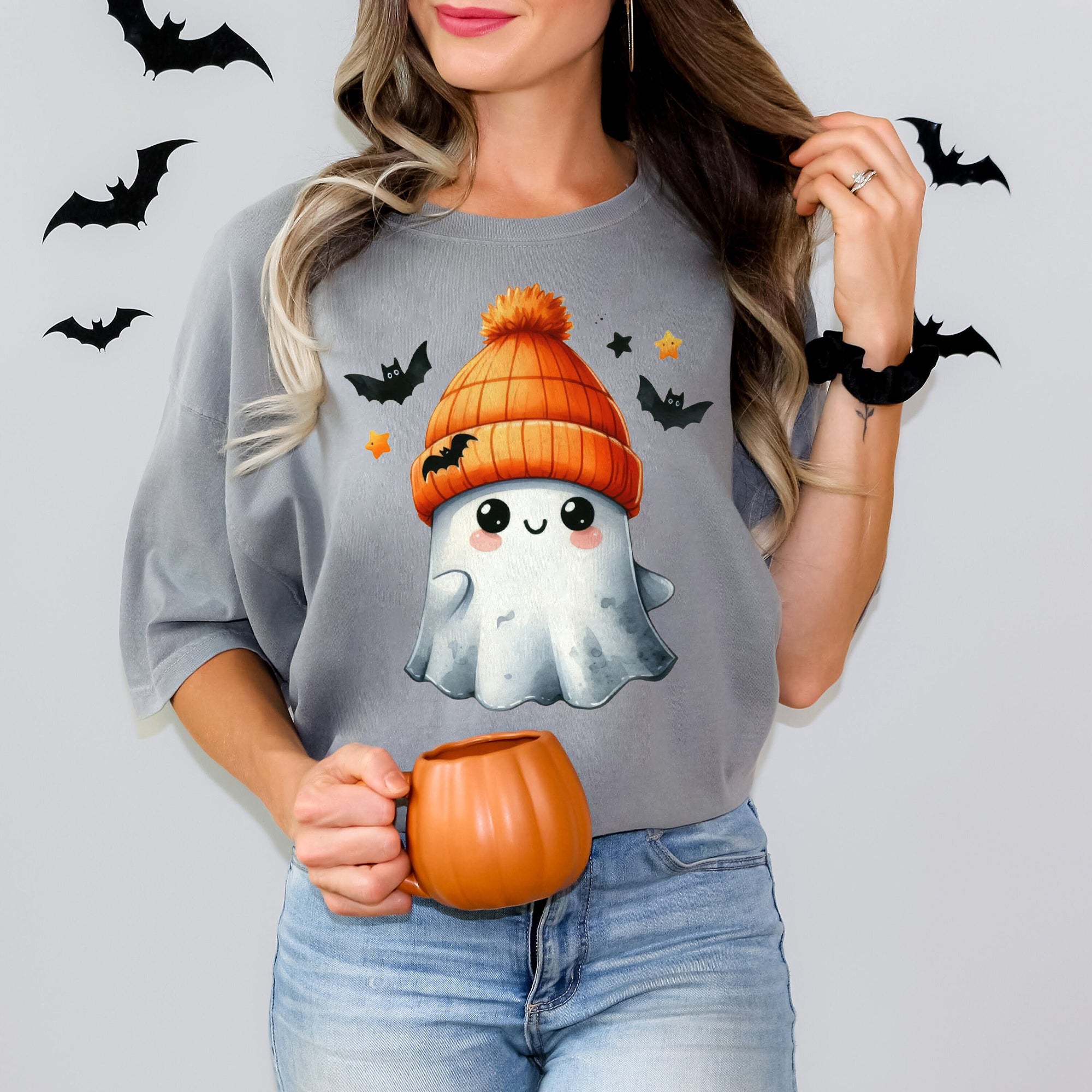 Halloween Ghost Shirt, Cute Ghost Shirt, Womens Halloween Shirt, Cute Fall Shirt, Spooky Season Shirt HW2507 05