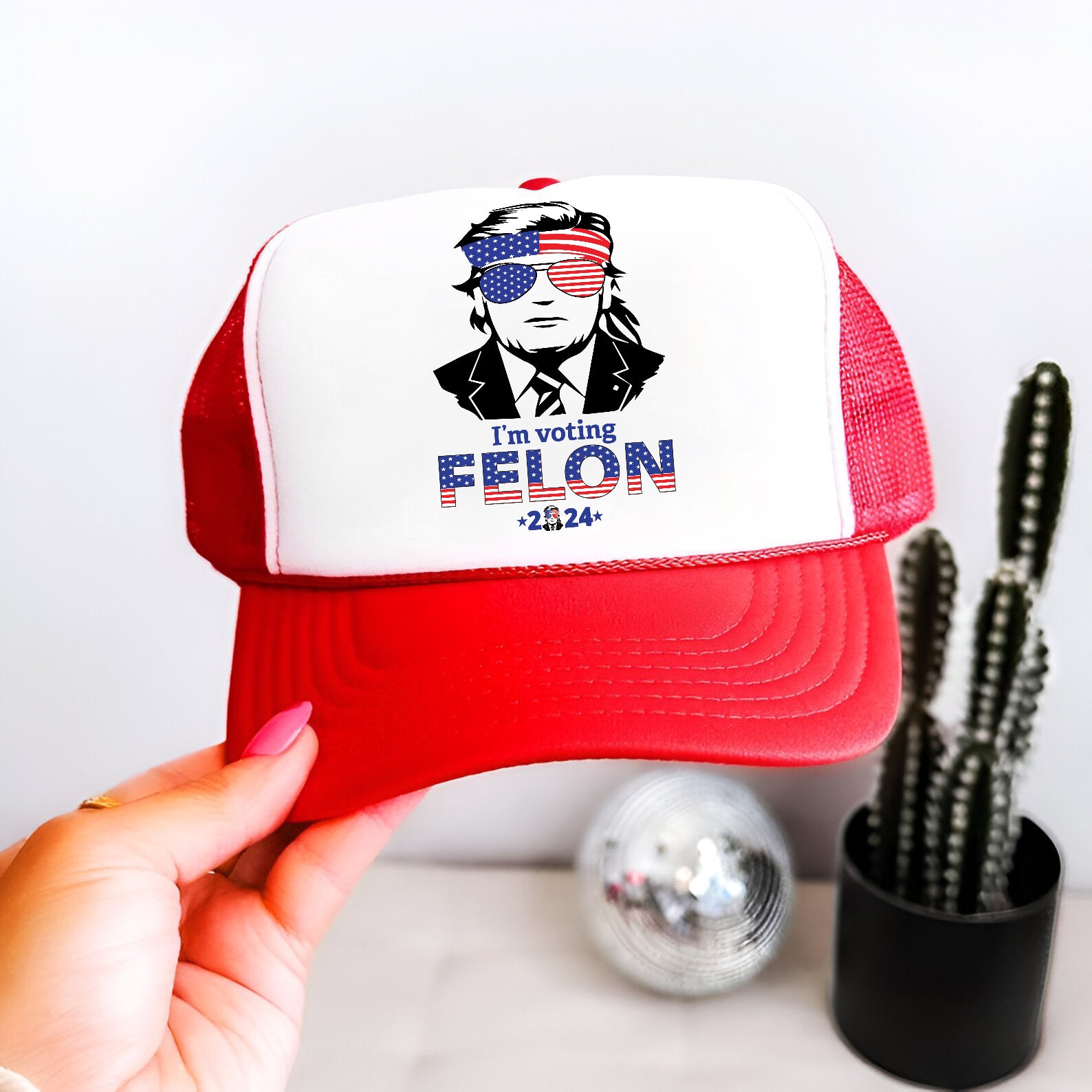 Trump Voting Felon 24 Embroidered Hat Trucker Hat #43 Tu4