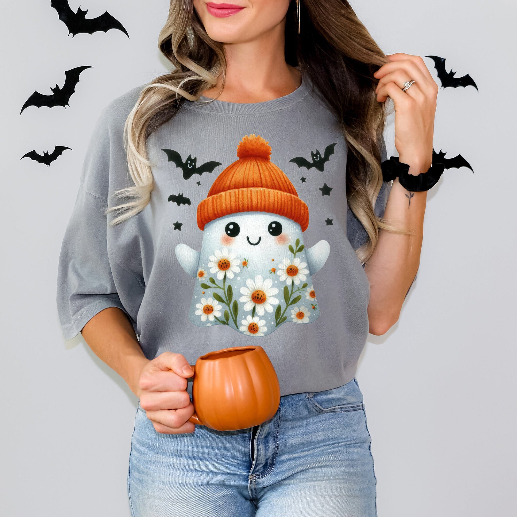 Halloween Ghost Shirt, Cute Ghost Shirt, Womens Halloween Shirt, Cute Fall Shirt, Spooky Season Shirt HW2507 01