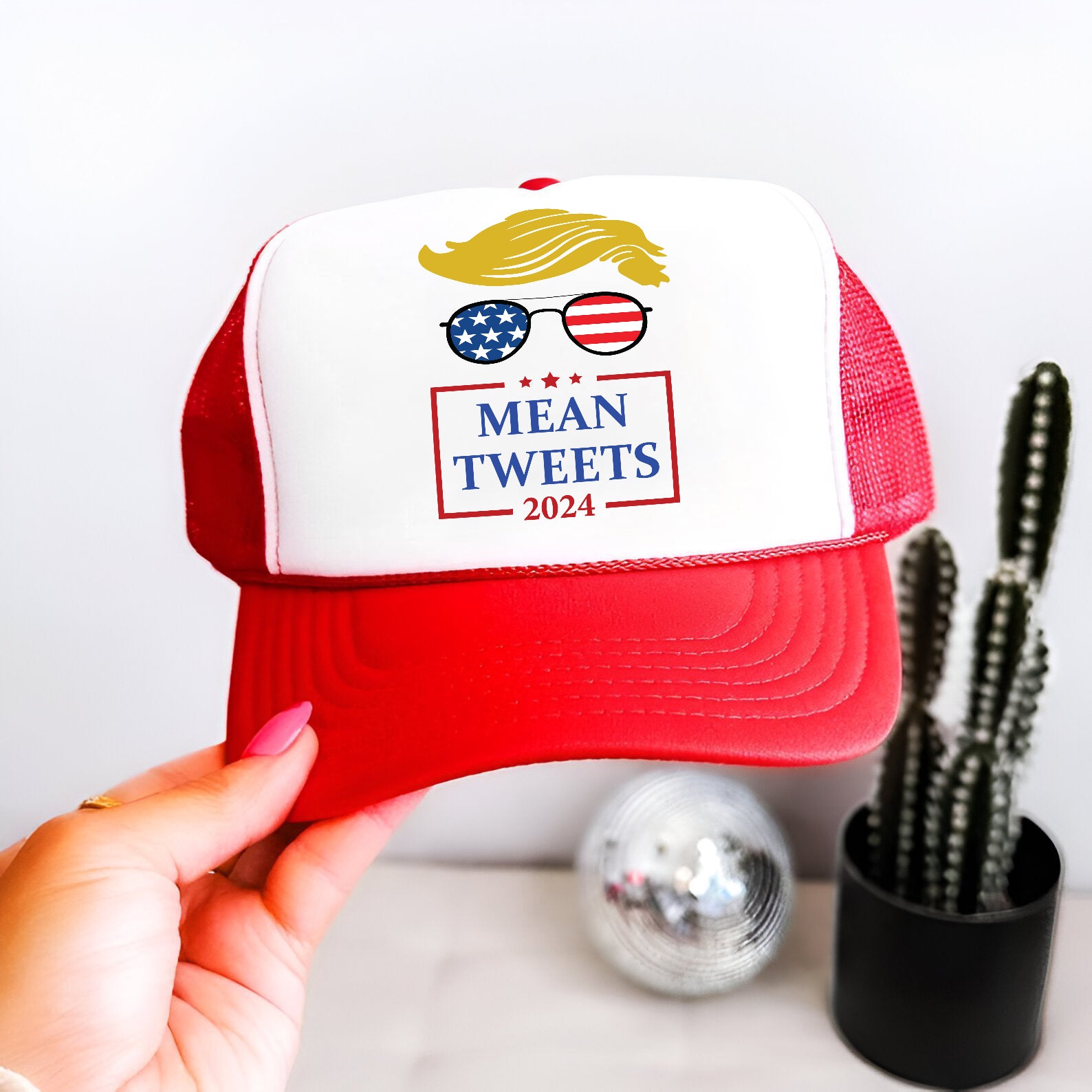 Mean Tweets 2024 Trump Embroidered Hat Trucker Hat #16 Tu4