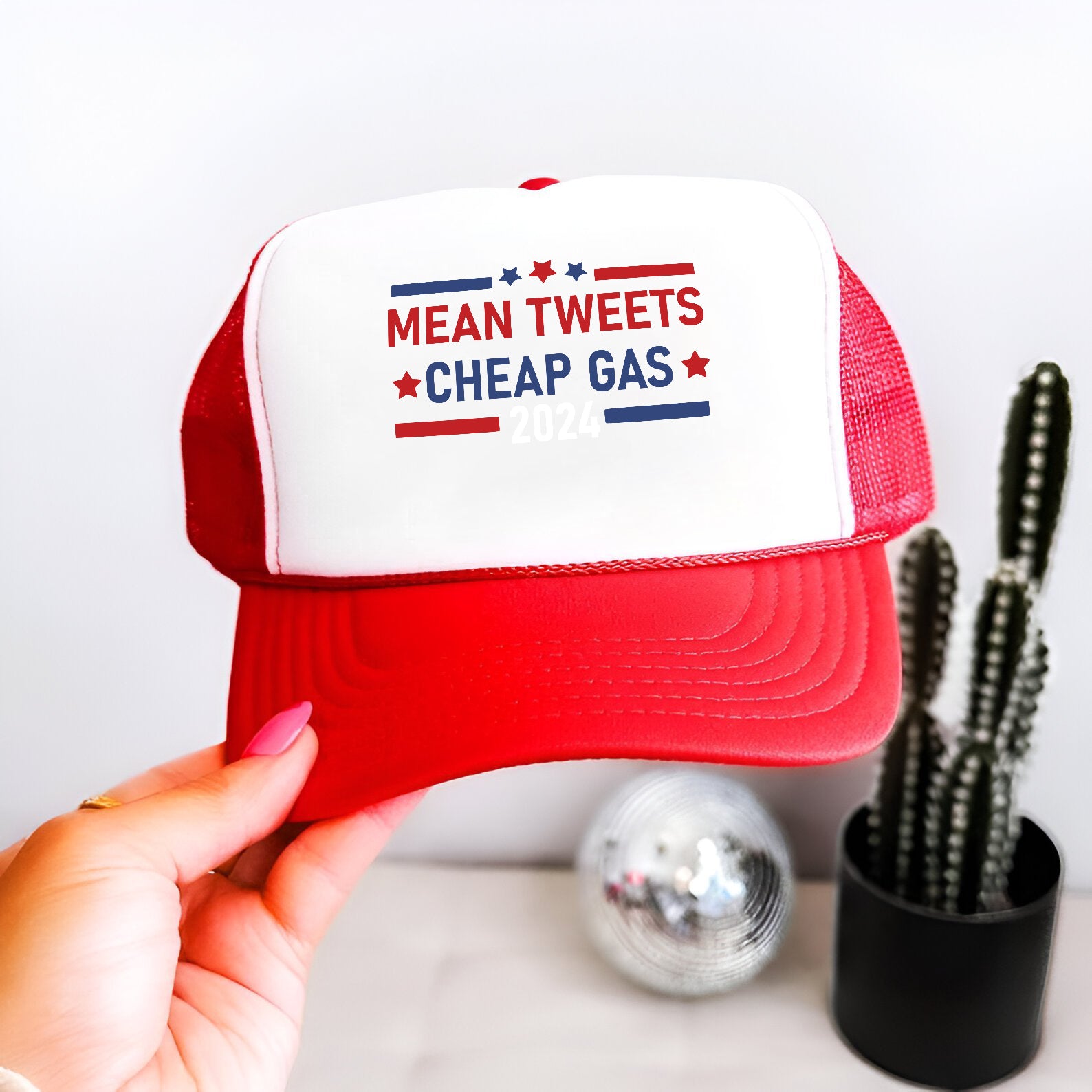 Mean Tweets Cheap Gas Embroidered Hat Trucker Hat #22 Tu4