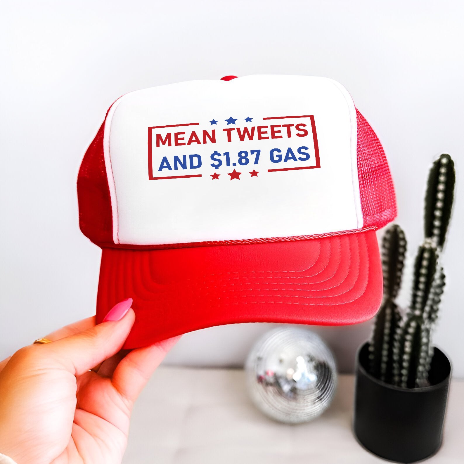 Mean Tweets And 1.87 Gas Embroidered Hat Trucker Hat #24 Tu4