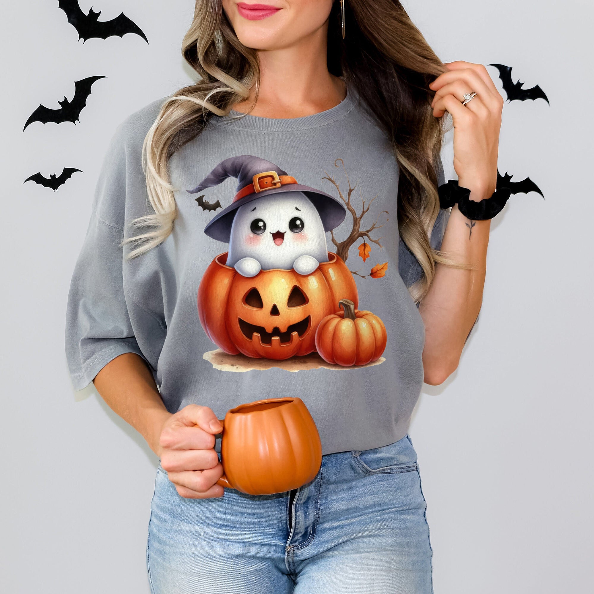 Halloween Ghost Shirt, Cute Ghost Shirt, Womens Halloween Shirt, Cute Fall Shirt, Spooky Season Shirt HW2507 02