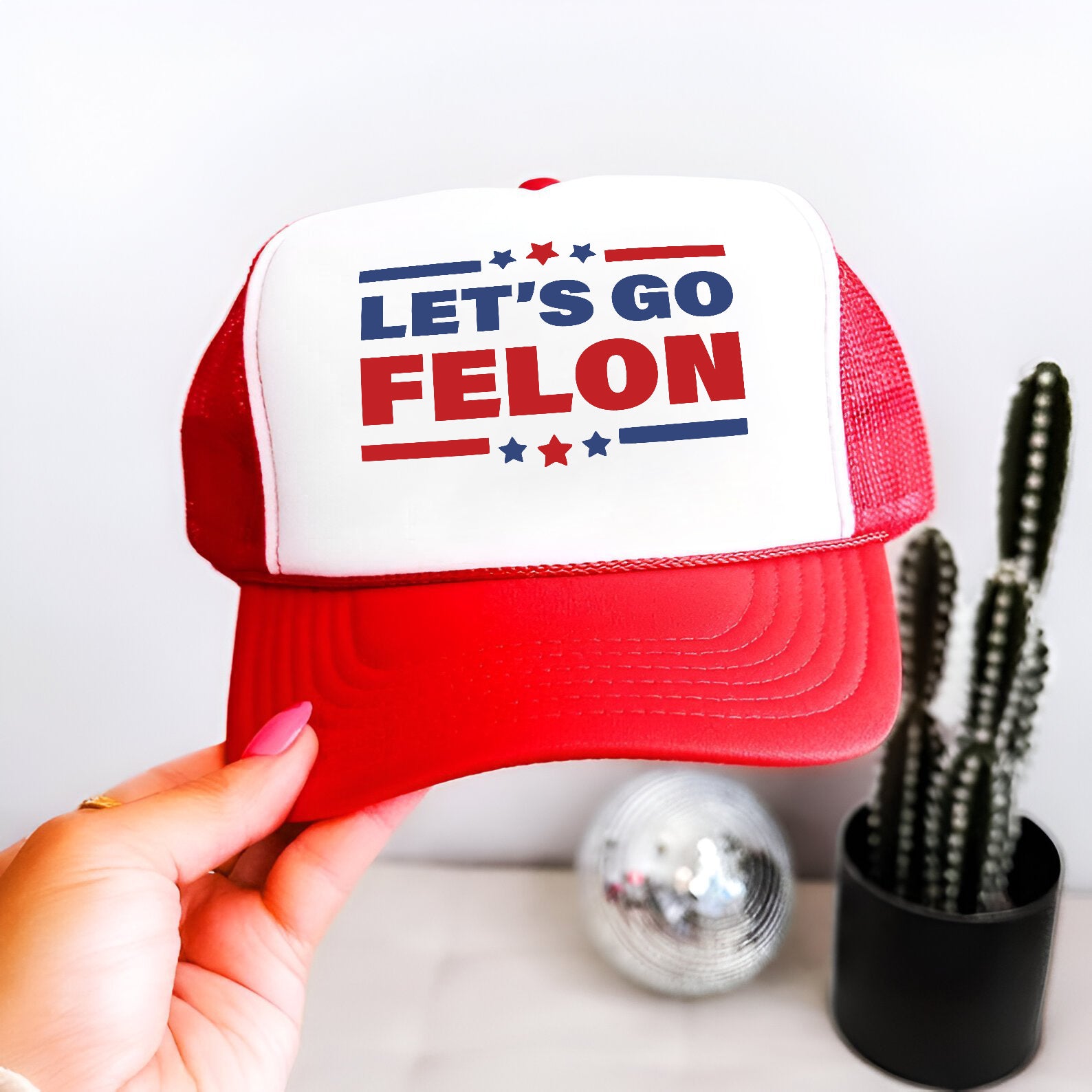 Let'S Go Felon Trump 24 Embroidered Hat Trucker Hat #45 Tu4