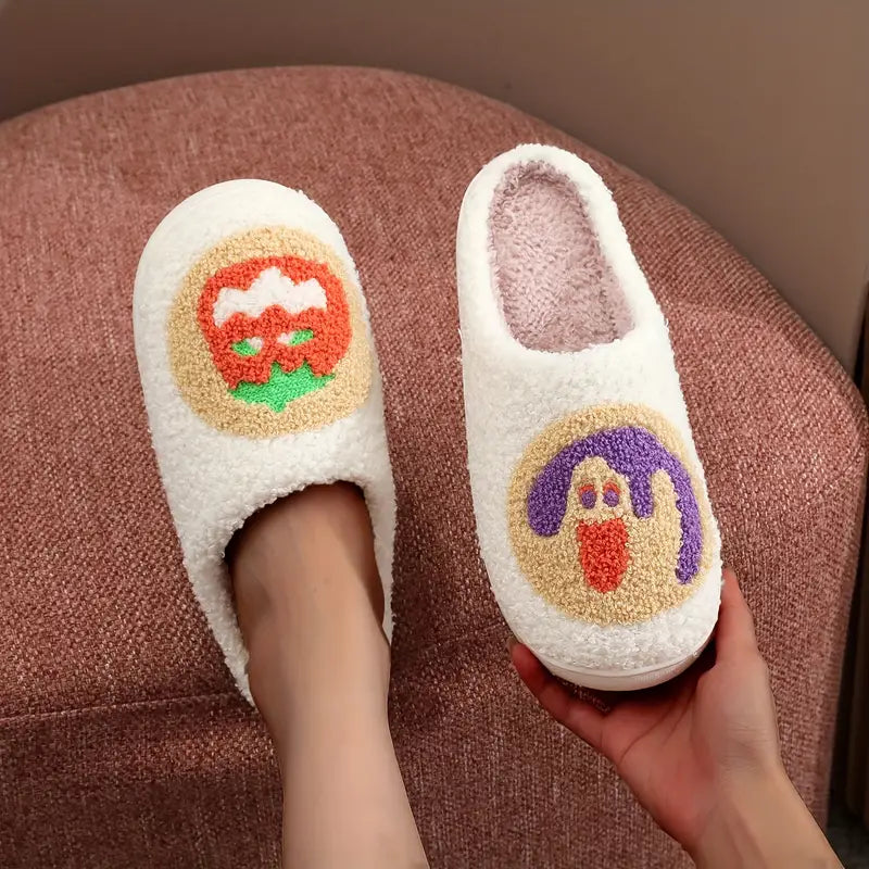 Cartoon Pattern" Cozy Halloween Cookie Embroidered Plush Slippers - Unisex, Vintage 90S Style, All-Season Comfort
 SL0808 28