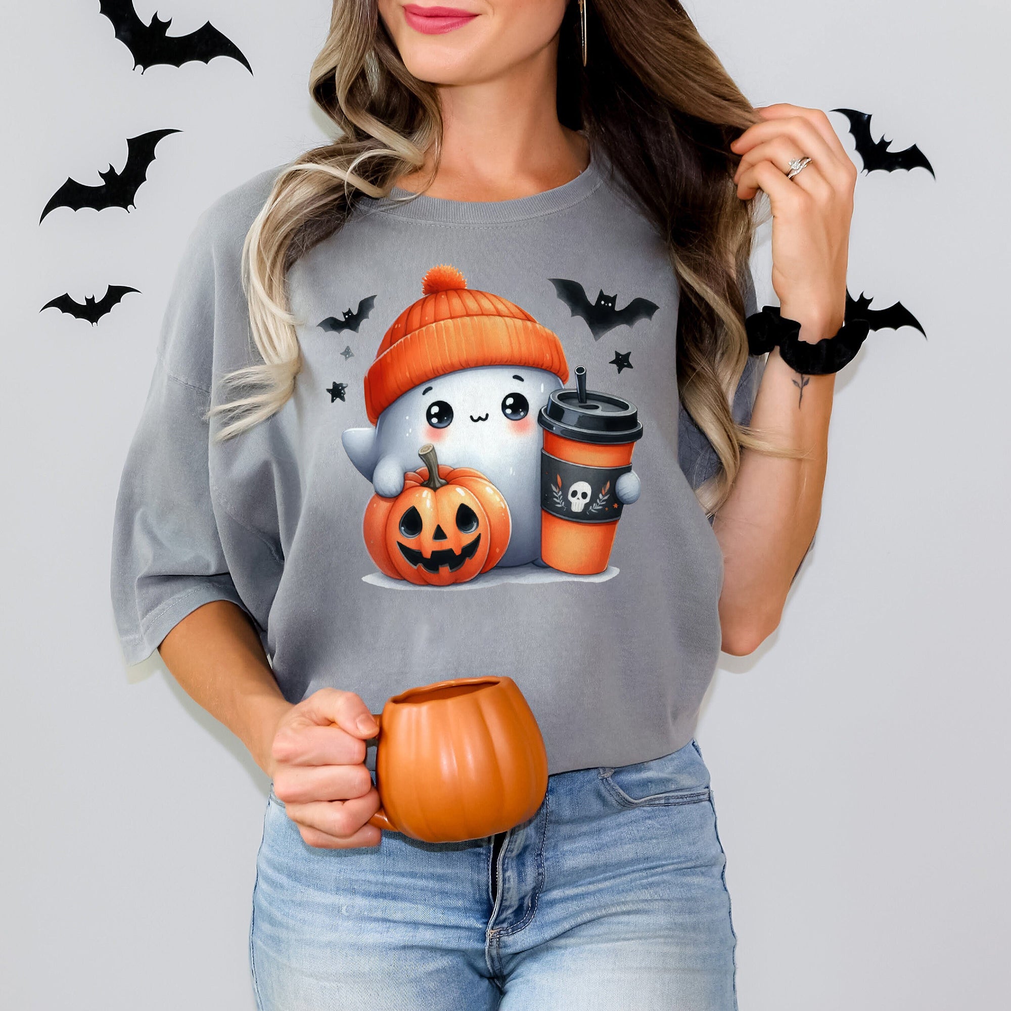 Halloween Ghost Shirt, Cute Ghost Shirt, Womens Halloween Shirt, Cute Fall Shirt, Spooky Season Shirt HW2507 20