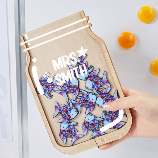 Personalized Fill The Jar With Purple Fish Teacher Reward Jar rejar