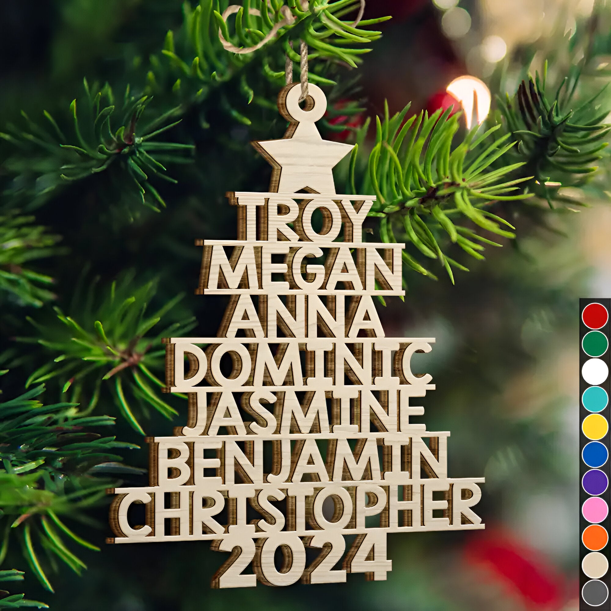 Christmas Tree Family Bestie Coworker Custom Name - Gift For Family, Coworker, Besties - Personalized Wooden Cutout Ornament ORN02101