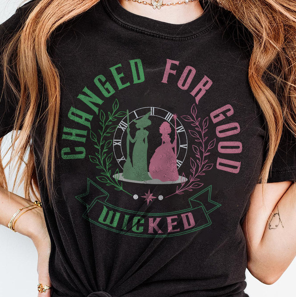 Changed For Good Sweatshirt, Wicked Defy Gravity Shirt, Wicked Musical Sweater, Wizard of Oz T-shirt Broomstick, Witch Pink And Green Tee