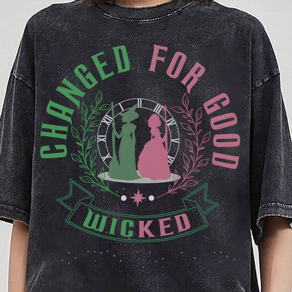 Changed For Good Sweatshirt, Wicked Defy Gravity Shirt, Wicked Musical Sweater, Wizard of Oz T-shirt Broomstick, Witch Pink And Green Tee