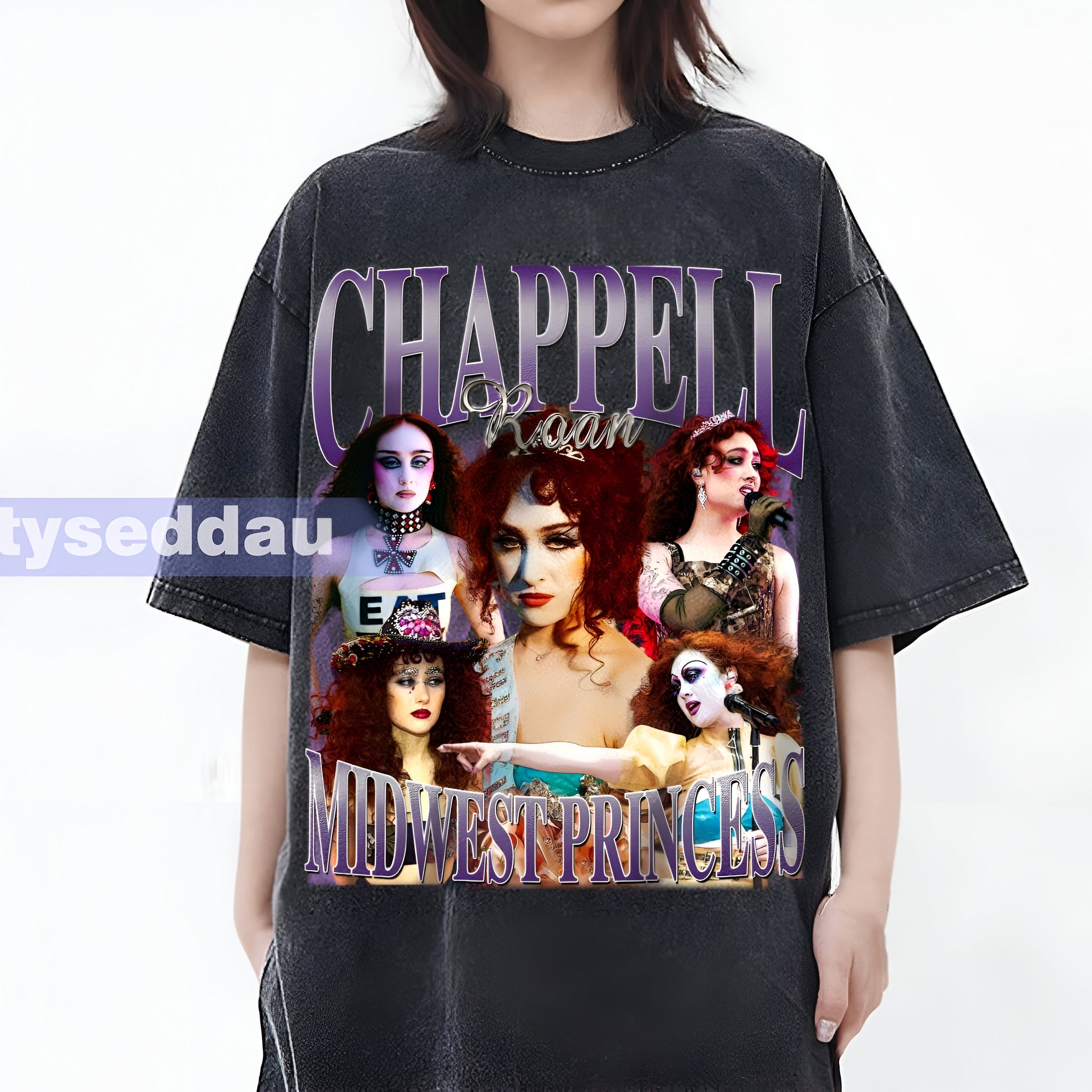 pixelcut-export (9)Chappell Roan Midwest Princess Vintage Washed T-Shirt,Chappell Roan Midwest Princess Homage Graphic Unisex Long Sleeve