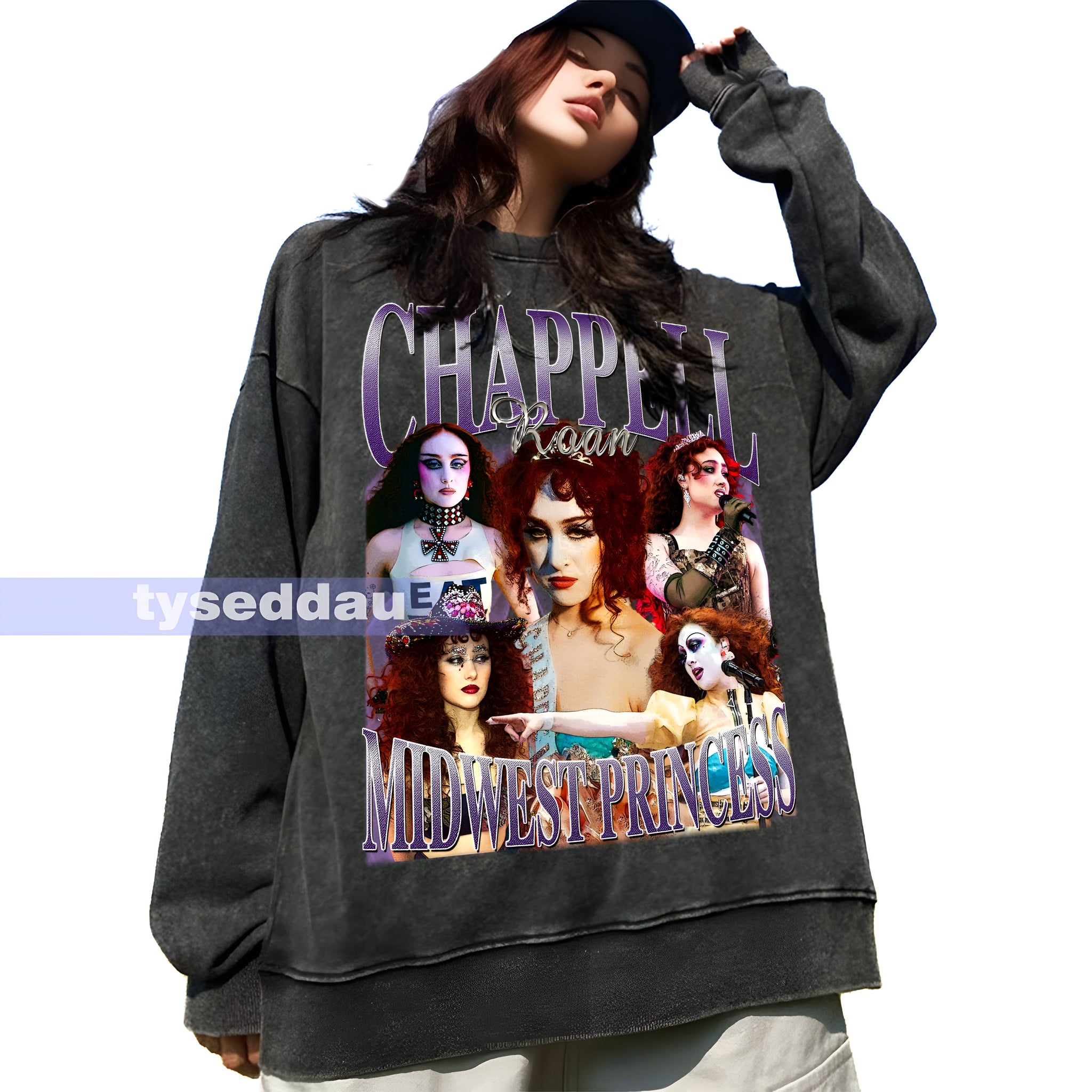 pixelcut-export (9)Chappell Roan Midwest Princess Vintage Washed T-Shirt,Chappell Roan Midwest Princess Homage Graphic Unisex Long Sleeve