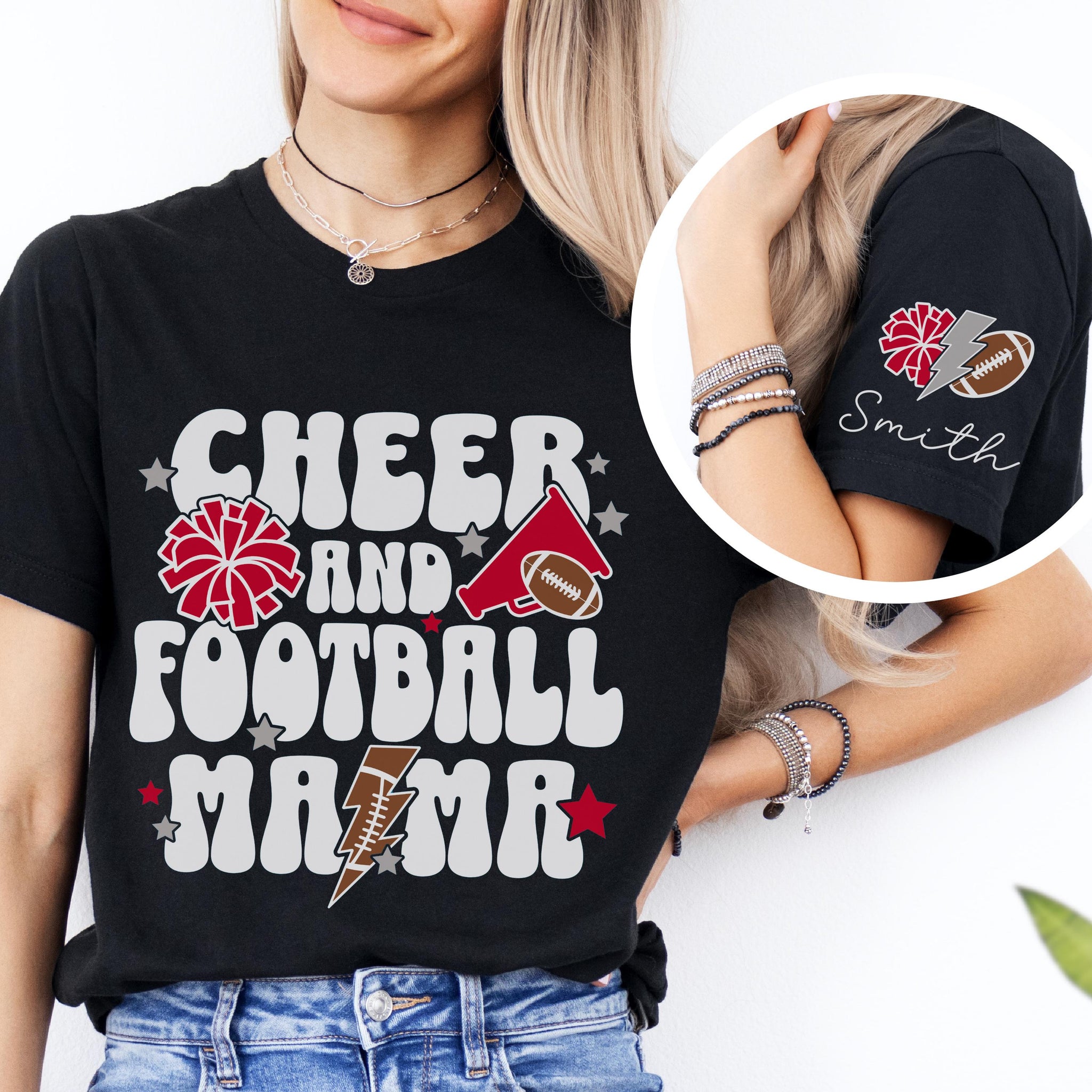 Cheer and Football Mama Shirt, Football and Cheer Mom Shirt, Custom Cheer Mom TShirt, Football Mama T Shirt, Mom of Both Tee, Gift for Mama  FB2308