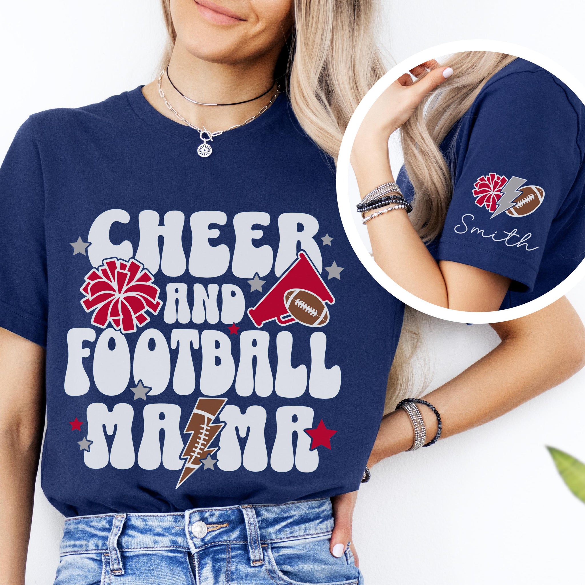 Cheer and Football Mama Shirt, Football and Cheer Mom Shirt, Custom Cheer Mom TShirt, Football Mama T Shirt, Mom of Both Tee, Gift for Mama  FB2308