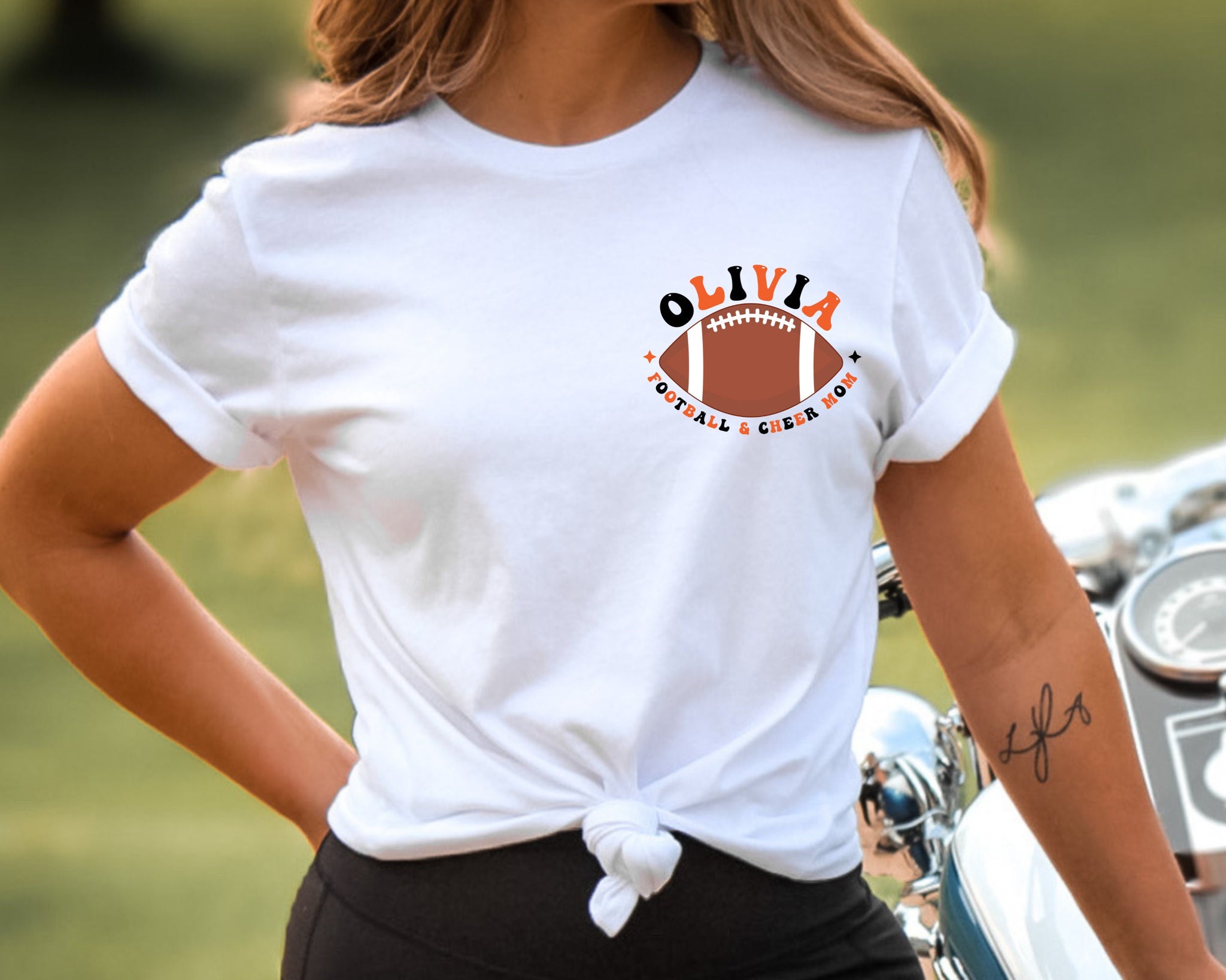 Cheer and Football Mom Shirt, Personalized Gift for Cheer Mom, Football Mom Shirt, Mom of Both Custom Shirt Cheer Football Mom Era Kids Name 1 FB2308