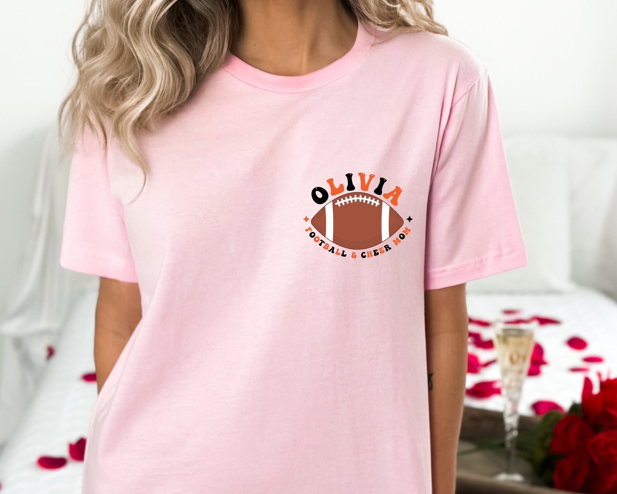 Cheer and Football Mom Shirt, Personalized Gift for Cheer Mom, Football Mom Shirt, Mom of Both Custom Shirt Cheer Football Mom Era Kids Name 1 FB2308