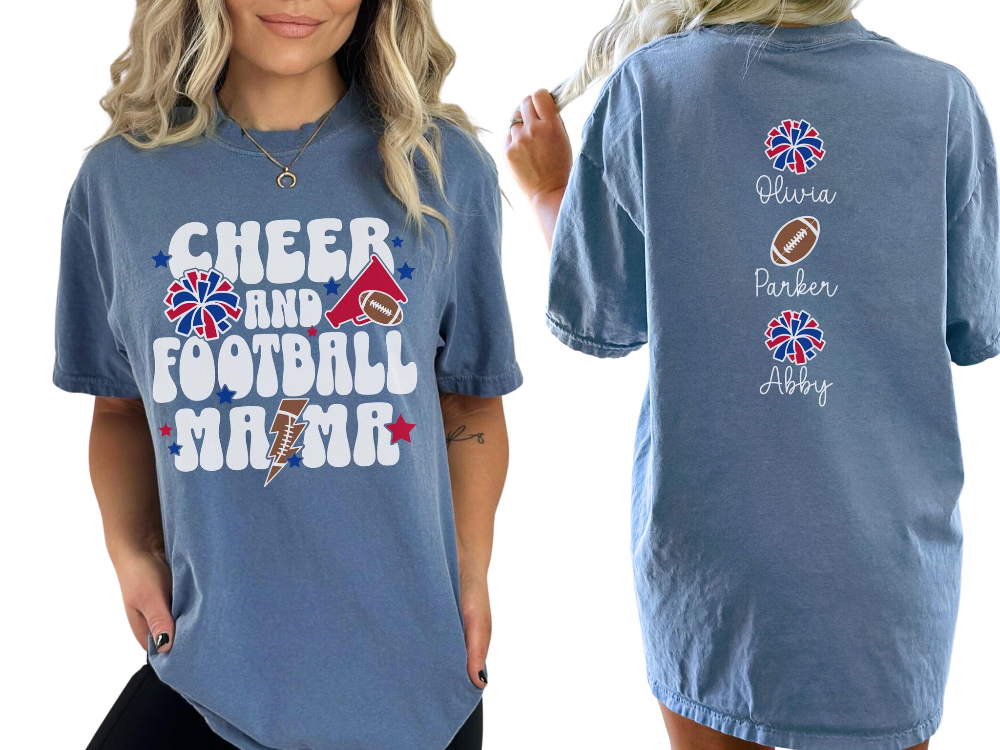 Cheer Football Mom Shirt Names, Football Cheer Mom Shirt, Football Cheer Mama Shirts, Custom Football Cheer Shirt Personalized Mom Gift CUSFB