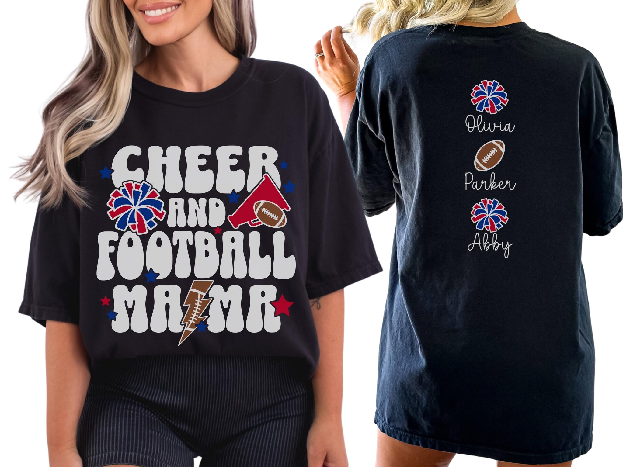 Cheer Football Mom Shirt Names, Football Cheer Mom Shirt, Football Cheer Mama Shirts, Custom Football Cheer Shirt Personalized Mom Gift CUSFB