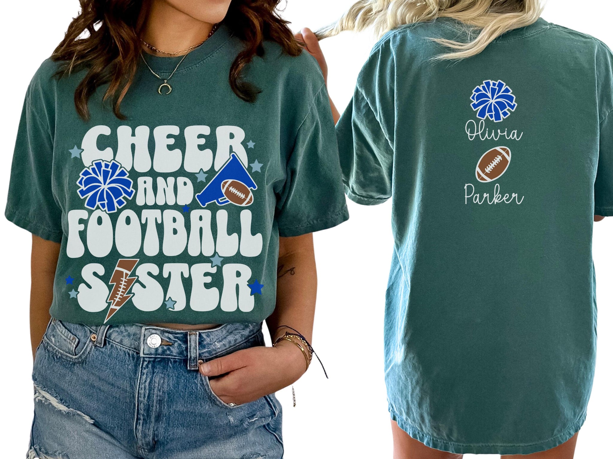 Cheer Football Sister Shirt Custom Sister TShirts Football Cheer Sister Shirt Personalized Cheer Football Shirt Football Cheer Sister Gift  FB2308