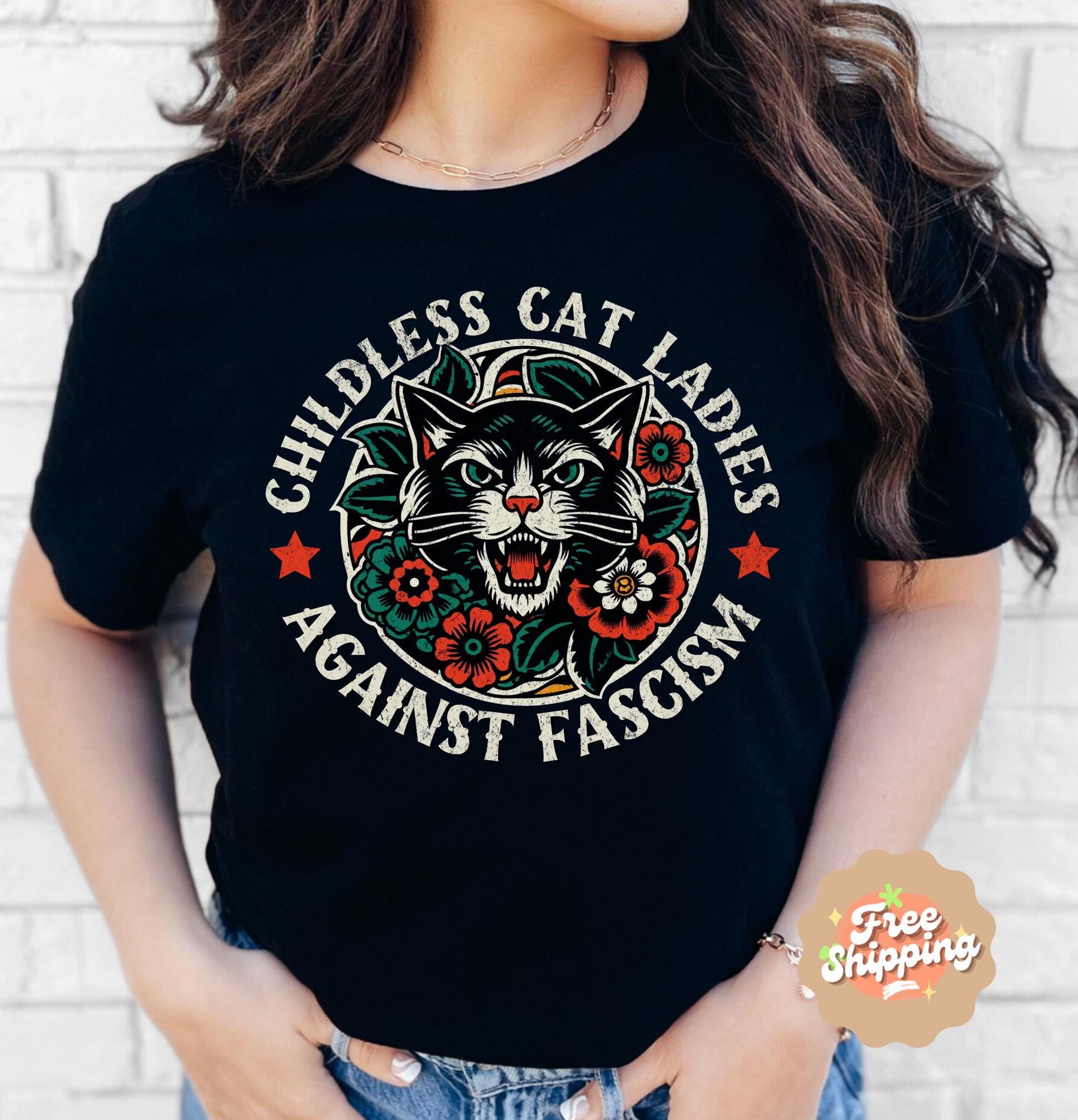 Childless Cat Lady Harris 2024 Shirt, Childless Cat Ladies, Against Fascism, Feminist Shirt, Vote Blue 2024, Anti Fascism Tshirt, Kamala Tee  TD2907N 03