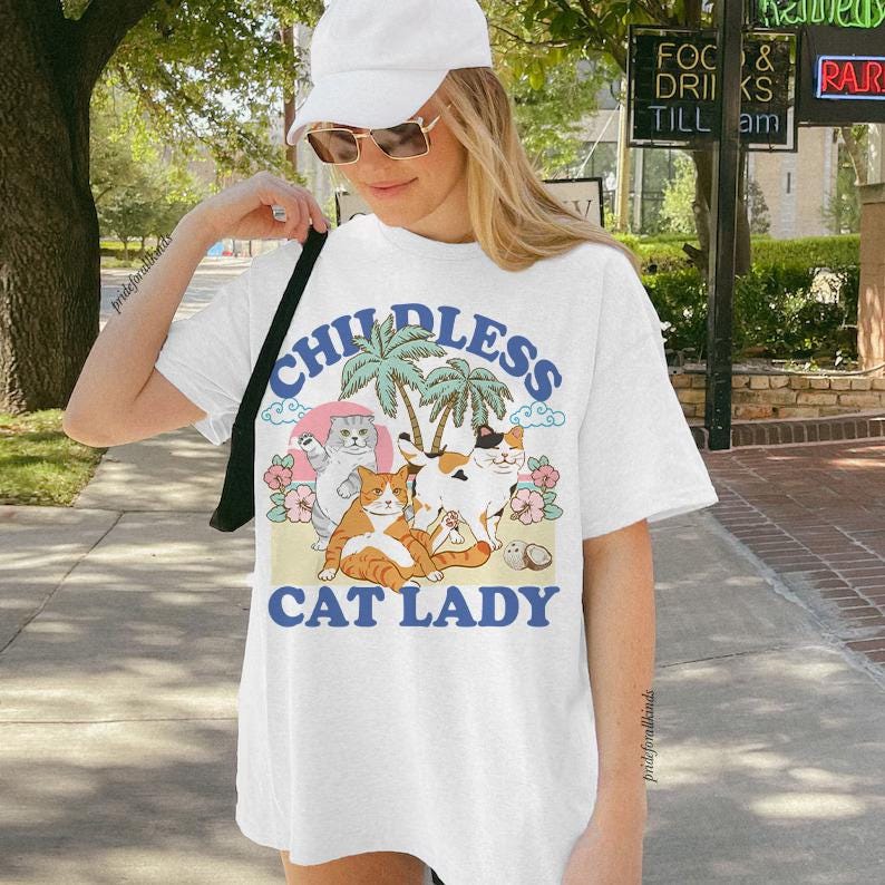 Childless cat lady  Miserable childless cat ladies for Kamala  Kamala Harris shirt  Kamala coconut  social democrat  suffragette  vote  TD2907N 02