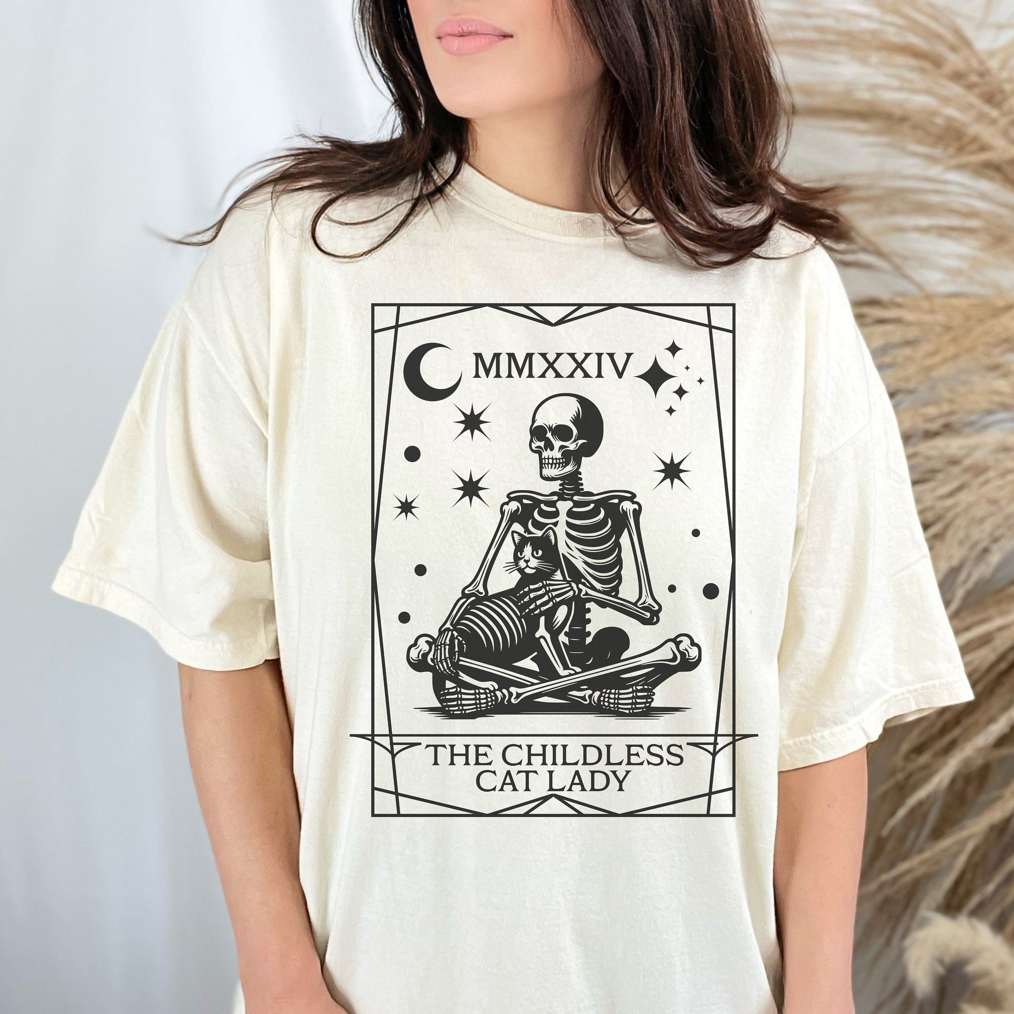 Childless Cat Lady tshirt, Comfort Colorsr Tarot Card Shirt, Skeleton Design, Unisex Garment-Dyed 1717 t-shirt, Vote 2024, Election Humor  TD2907N 07