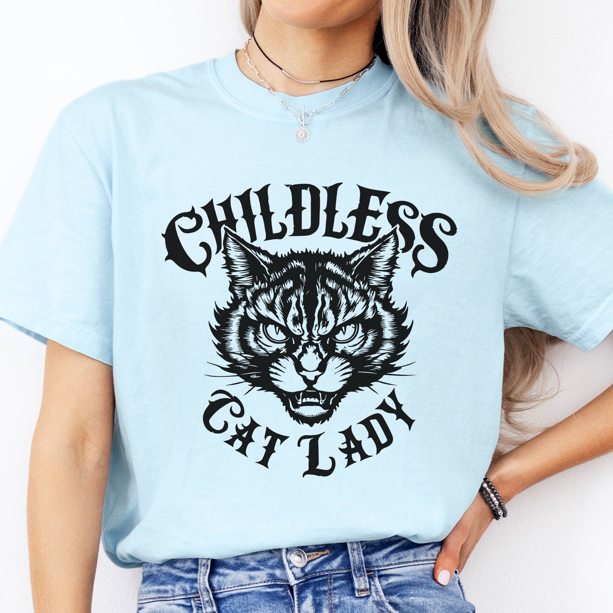 Childless Cat Lady Vintage T-Shirt, Against Fascism Shirt, Rocker Tee, Vote 2024, Feminist Voting Shirt, Pro choice, Liberal Tee  TD2907N 08