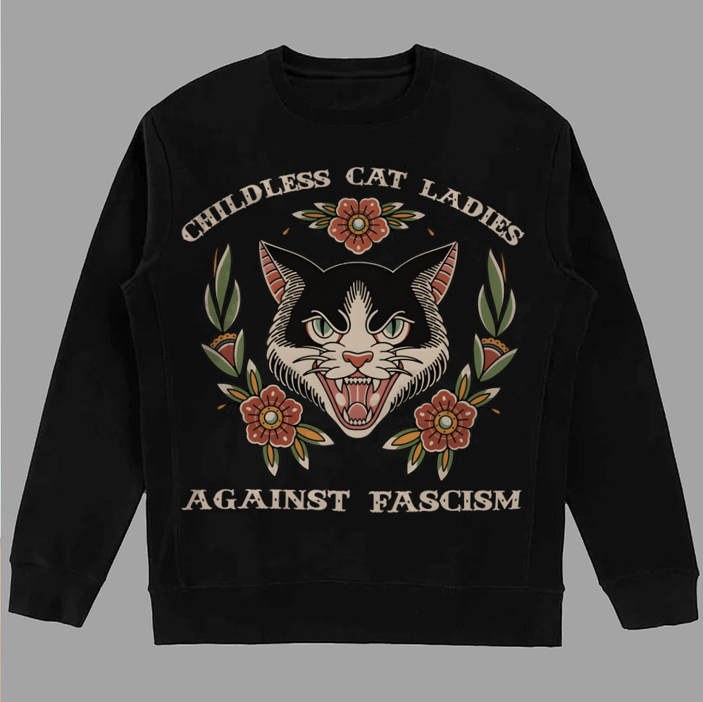 Childless For Cat Ladies For Harris 2024 Shirt, Childless Cat Ladies Against Fascism V2, Feminist Shirt, Trendy Shirt