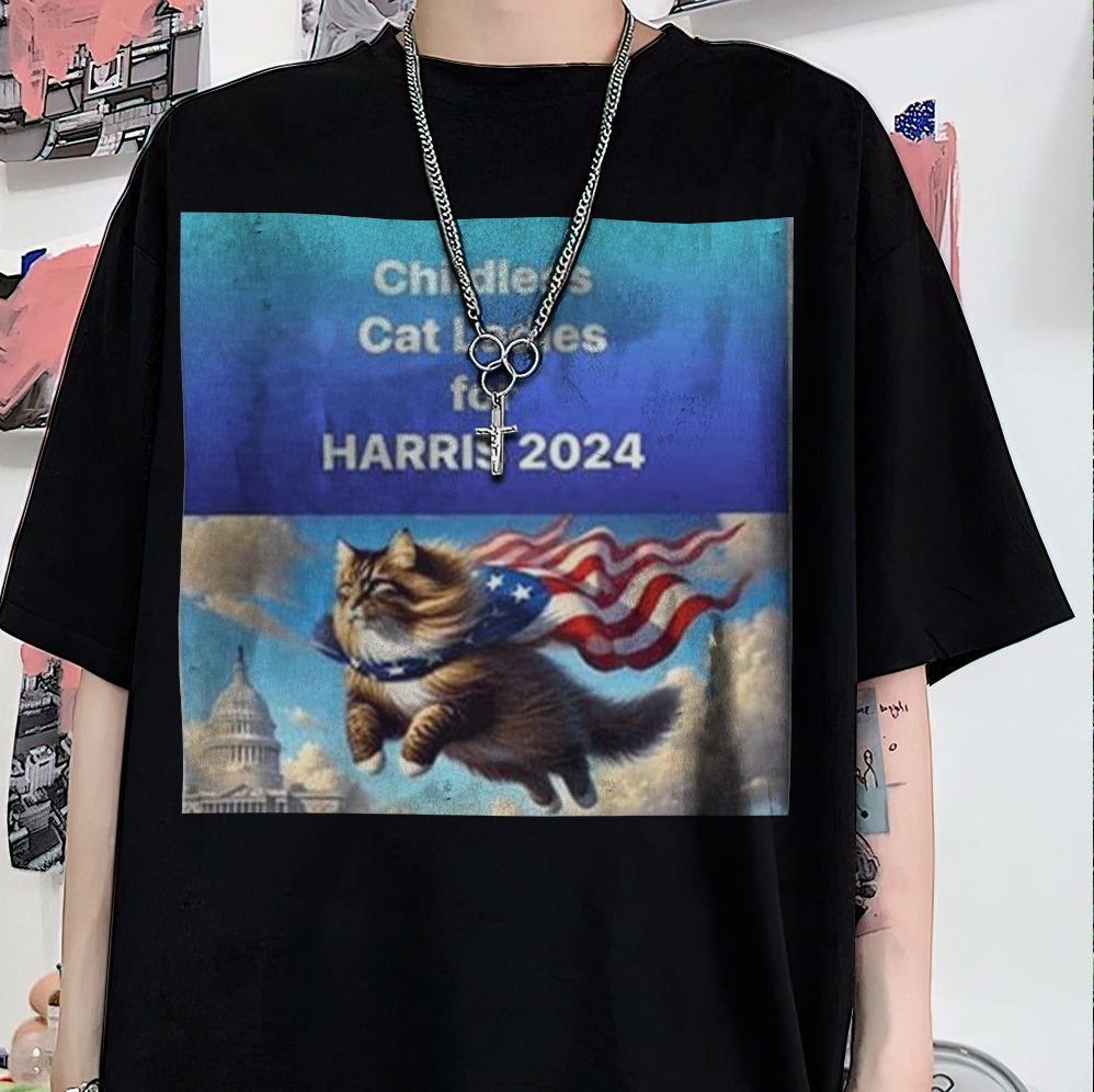 Childless For Cat Ladies For Harris 2024 Shirt, Childless Cat Ladies Against Fascism V3, Feminist Shirt, Trendy Shirt