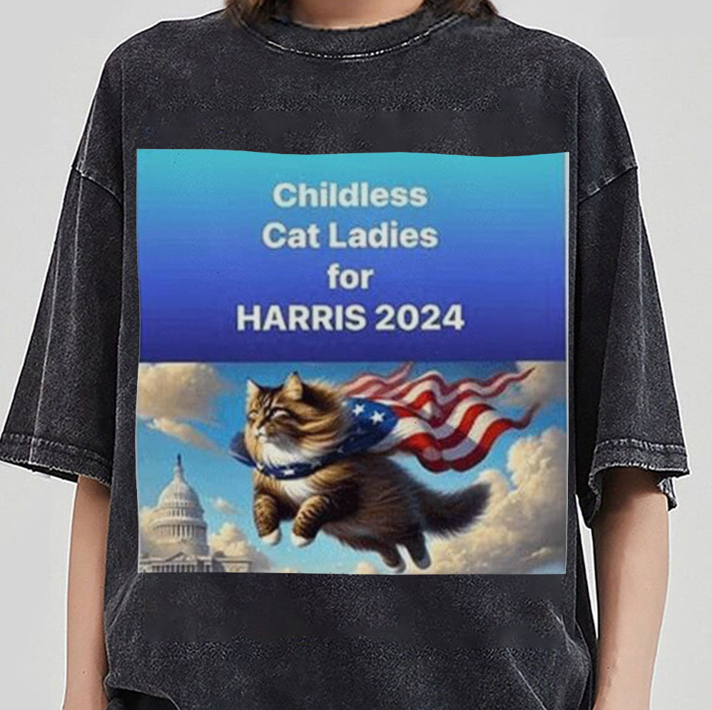 Childless For Cat Ladies For Harris 2024 Shirt, Childless Cat Ladies Against Fascism V3, Feminist Shirt, Trendy Shirt