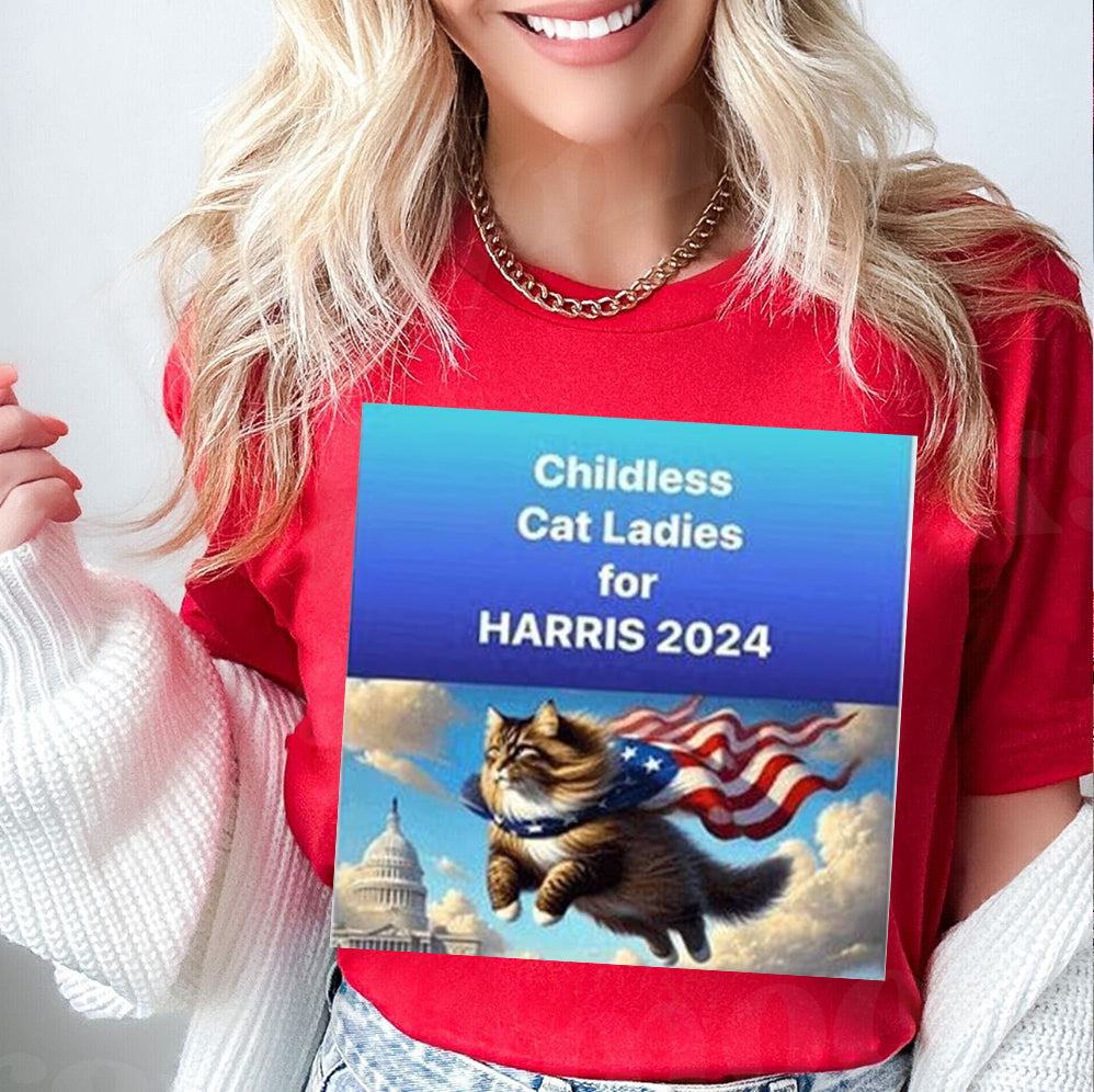 Childless For Cat Ladies For Harris 2024 Shirt, Childless Cat Ladies Against Fascism V3, Feminist Shirt, Trendy Shirt