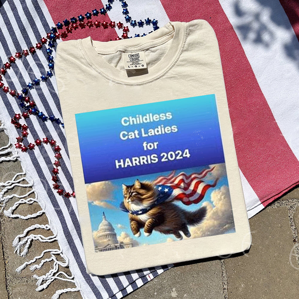 Childless For Cat Ladies For Harris 2024 Shirt, Childless Cat Ladies Against Fascism V3, Feminist Shirt, Trendy Shirt